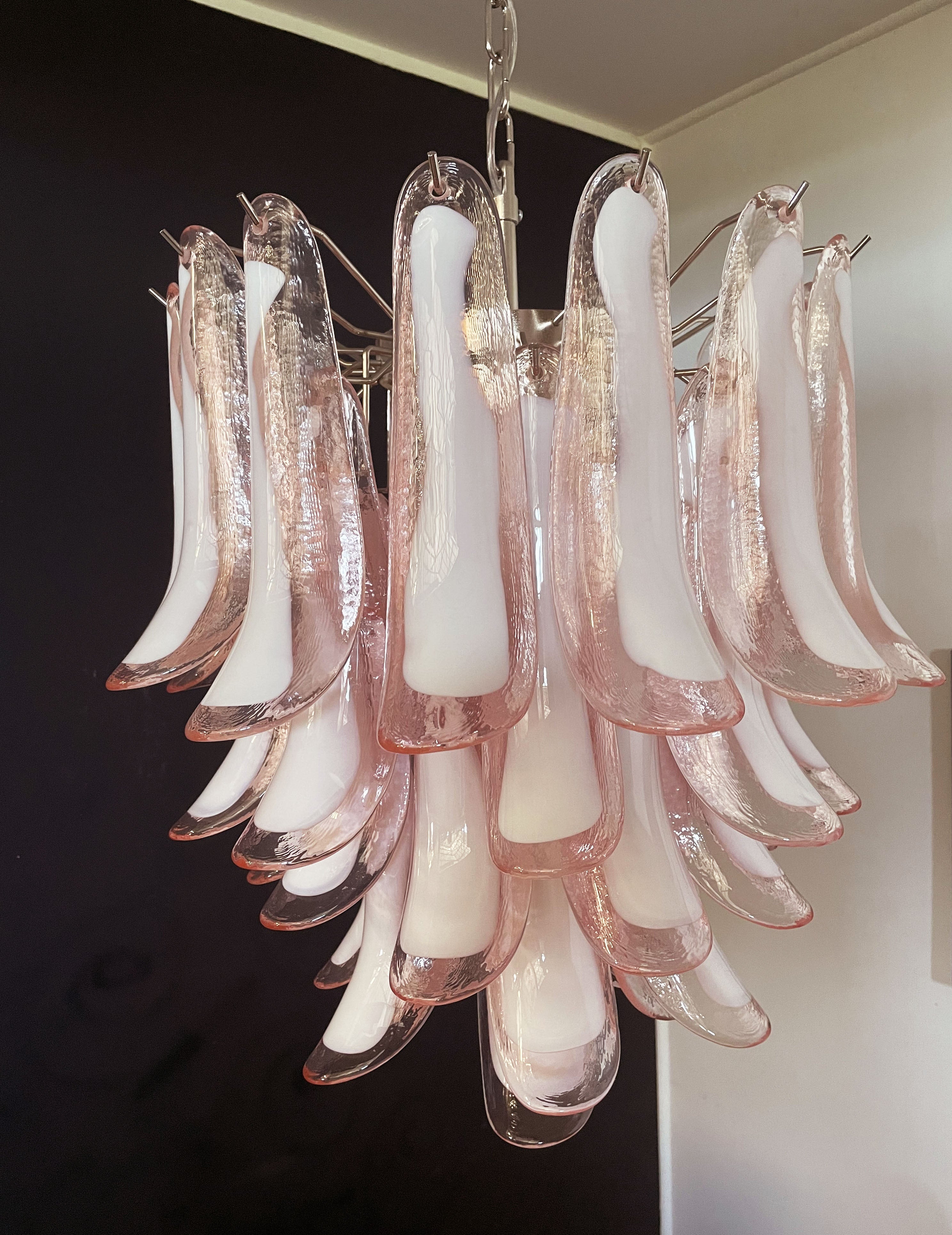 Mid-Century Murano Chandelier | Punto di Luce |  41 Pink Petal Glass