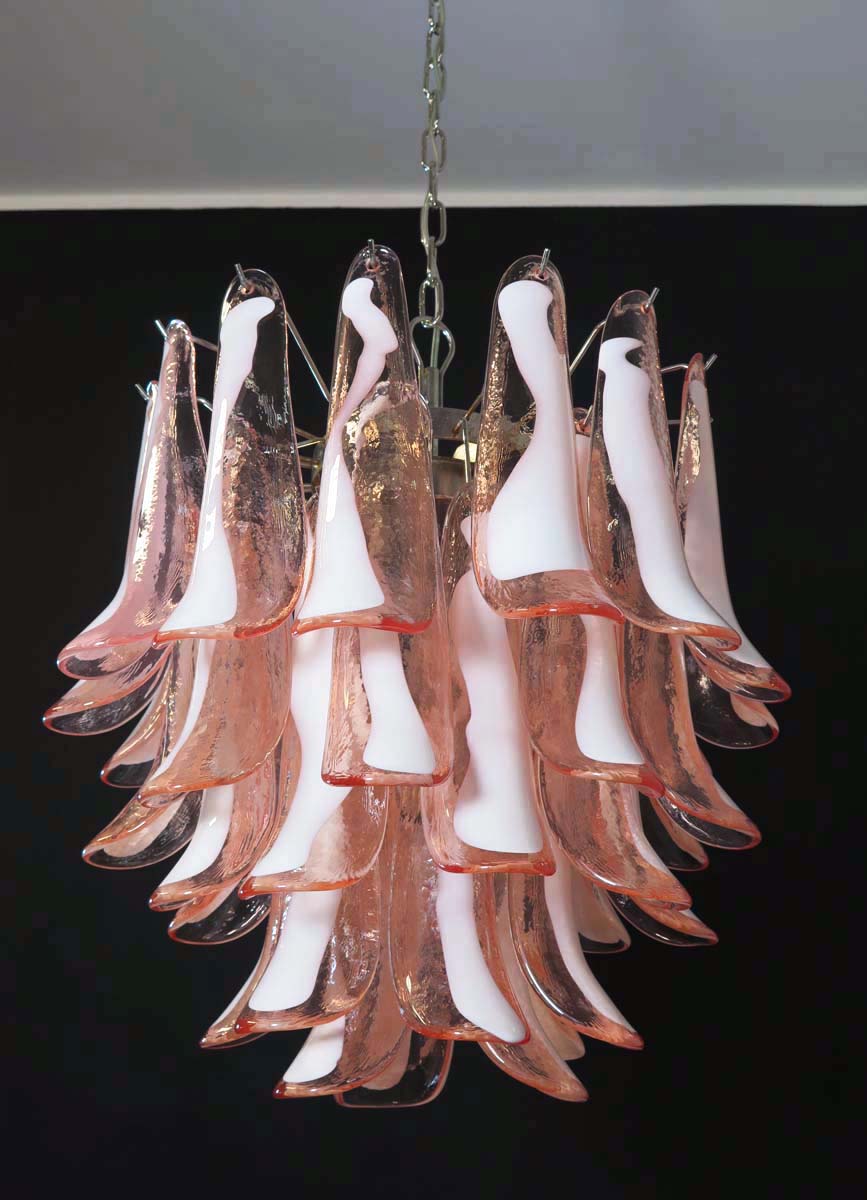 Mid-Century Murano Chandelier | Punto di Luce |  41 Pink Petal Glass
