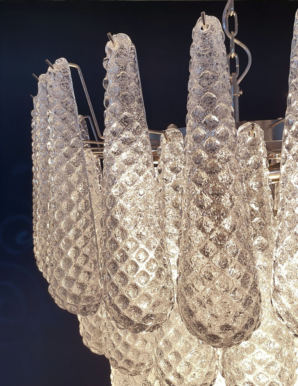 Murano-Kronleuchter aus der Mitte des Jahrhunderts | Punto di Luce | 75 klare Tropfengläser