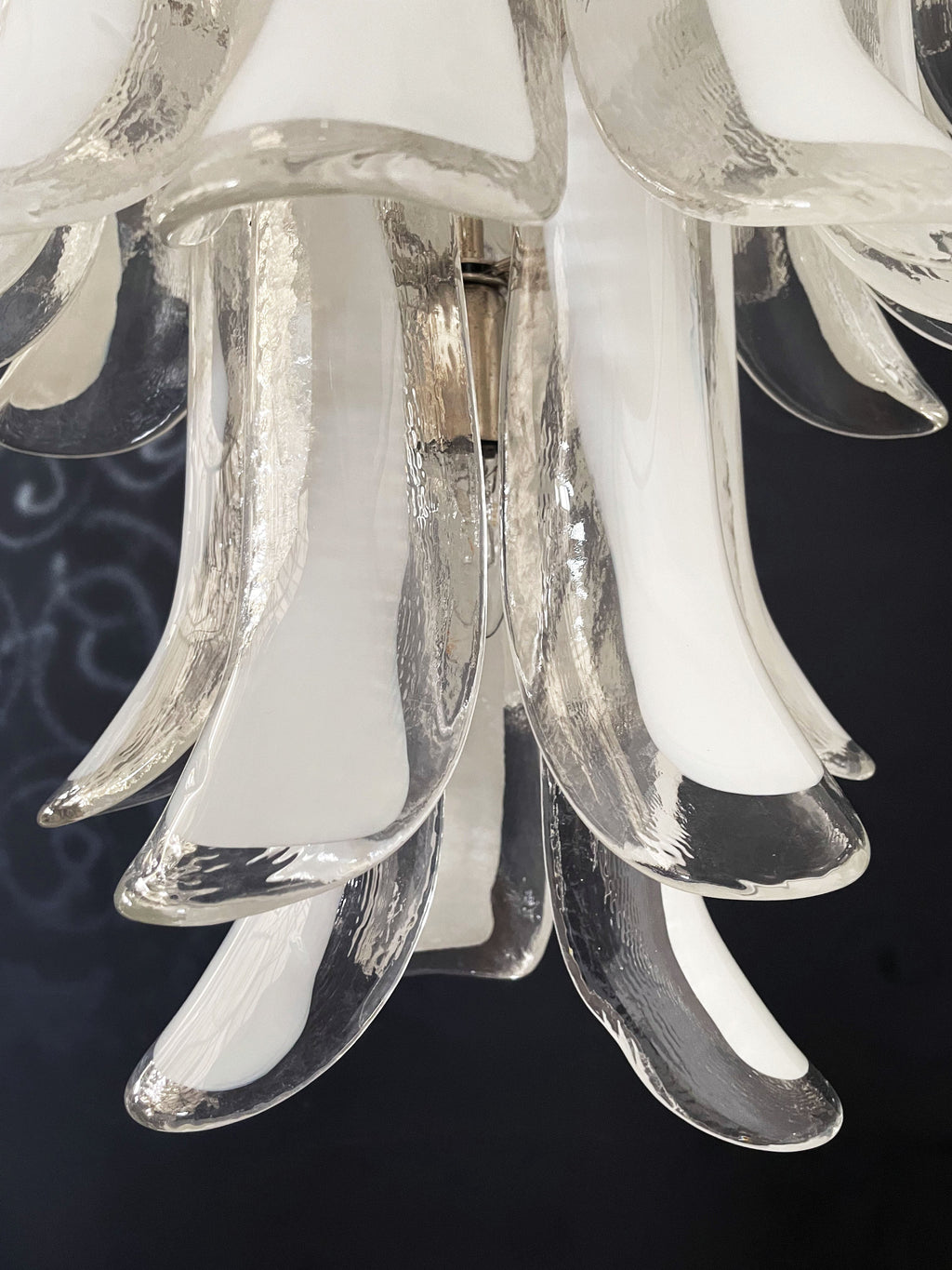 Mid-Century Murano Chandelier | Punto di Luce |  75 White Petal Glass