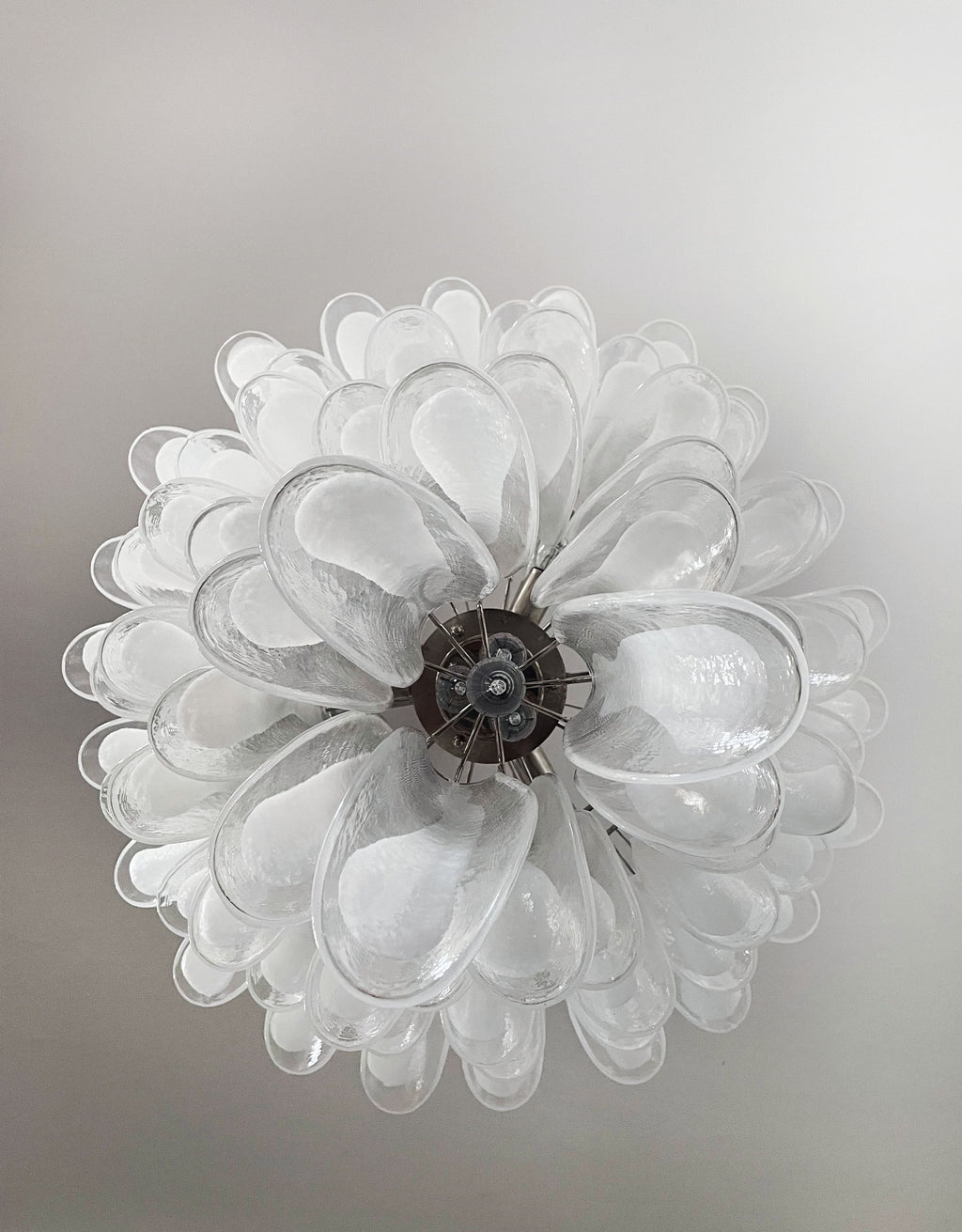 Mid-Century Murano Chandelier | Punto di Luce |  75 White Petal Glass