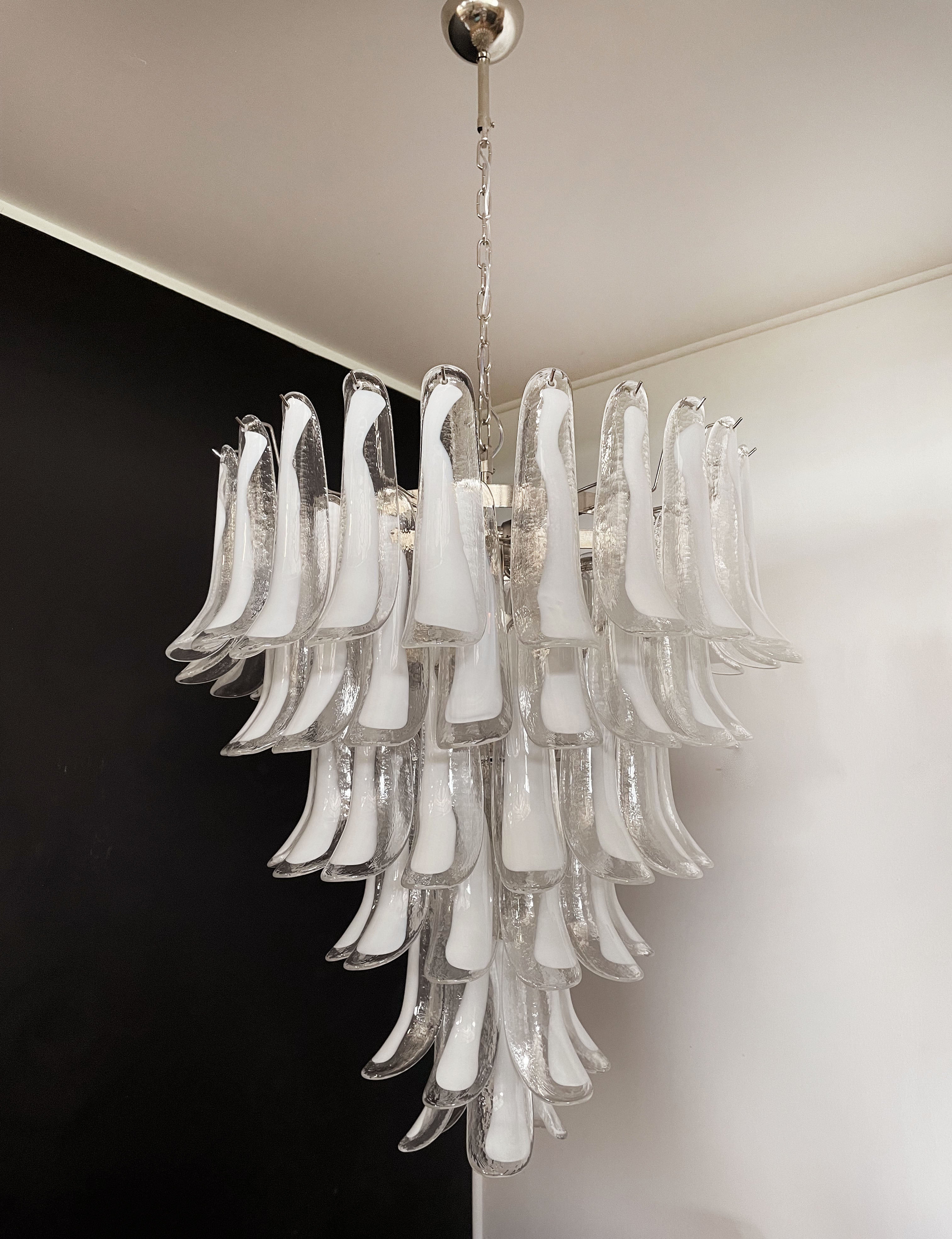 Mid-Century Murano Chandelier | Punto di Luce |  75 White Petal Glass