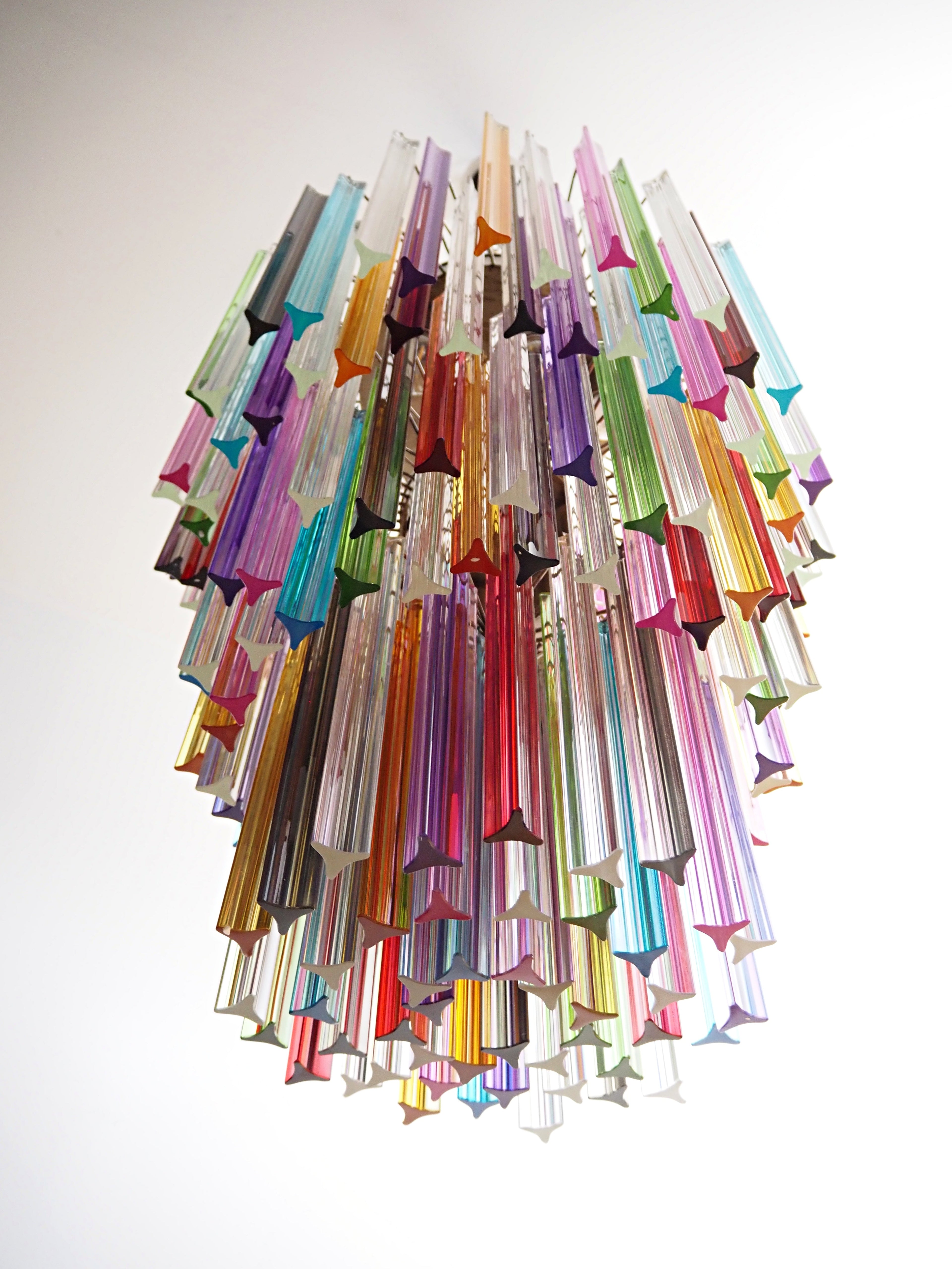 Mid-Century Murano Chandelier | Punto di Luce |  187 Multicolored Prism Glasses