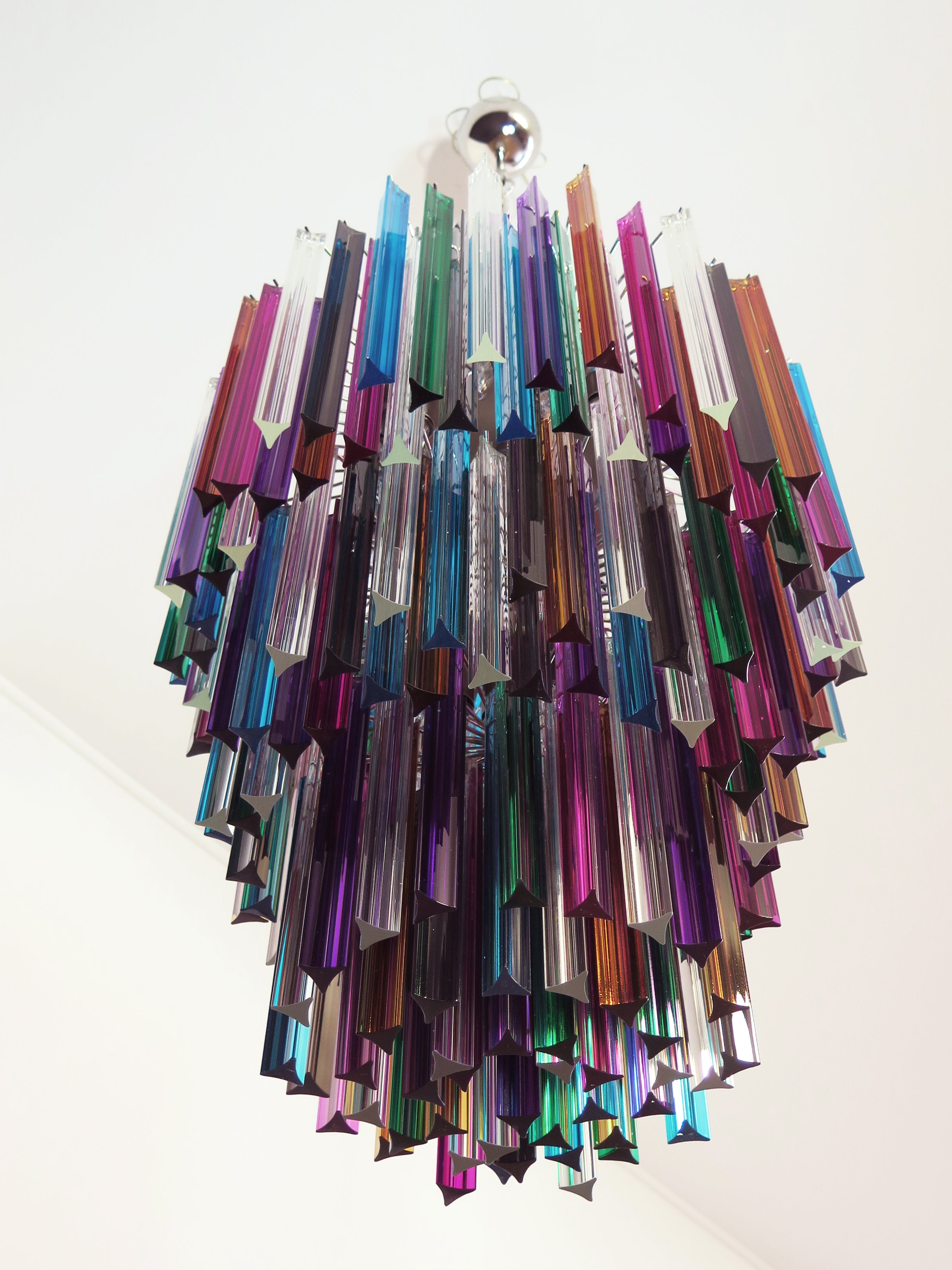 Mid-Century Murano Chandelier | Punto di Luce |  187 Multicolored Prism Glasses