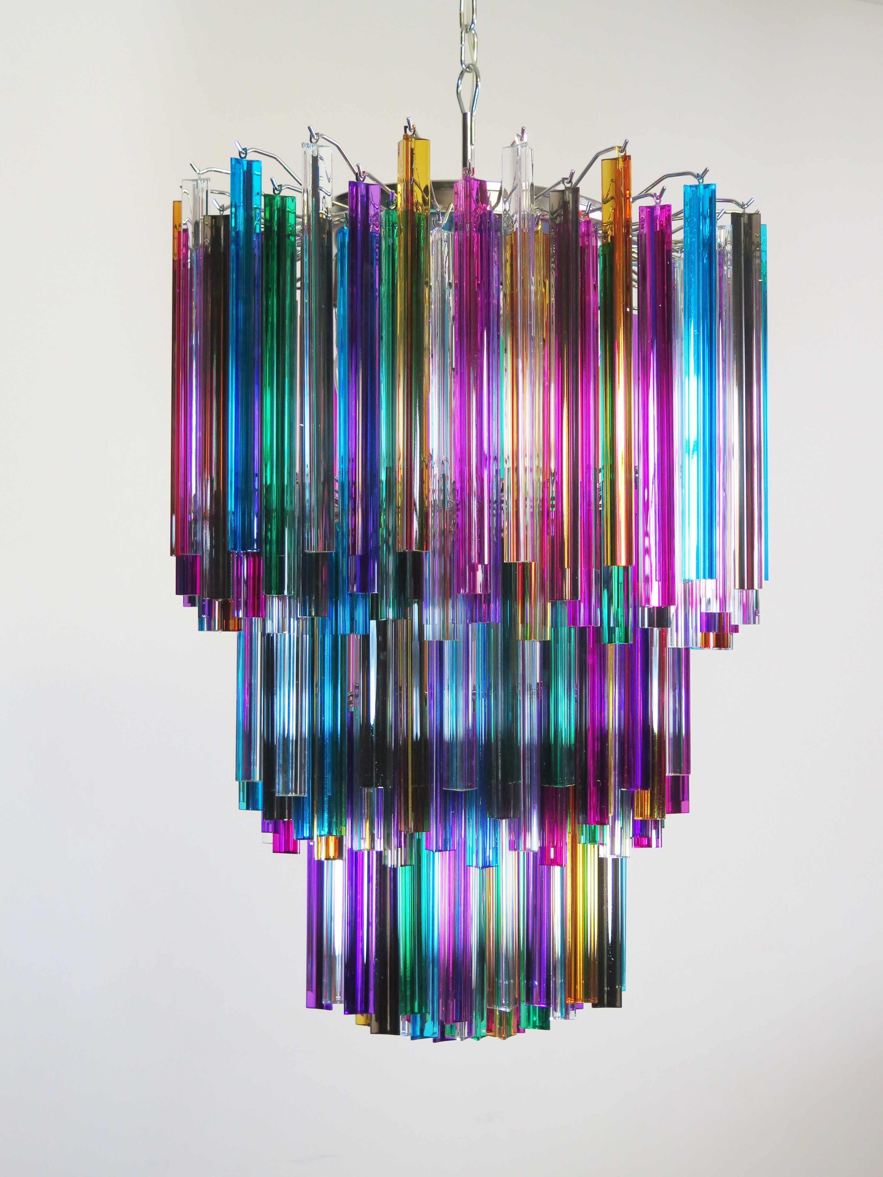 Mid-Century Murano Chandelier | Punto di Luce |  187 Multicolored Prism Glasses