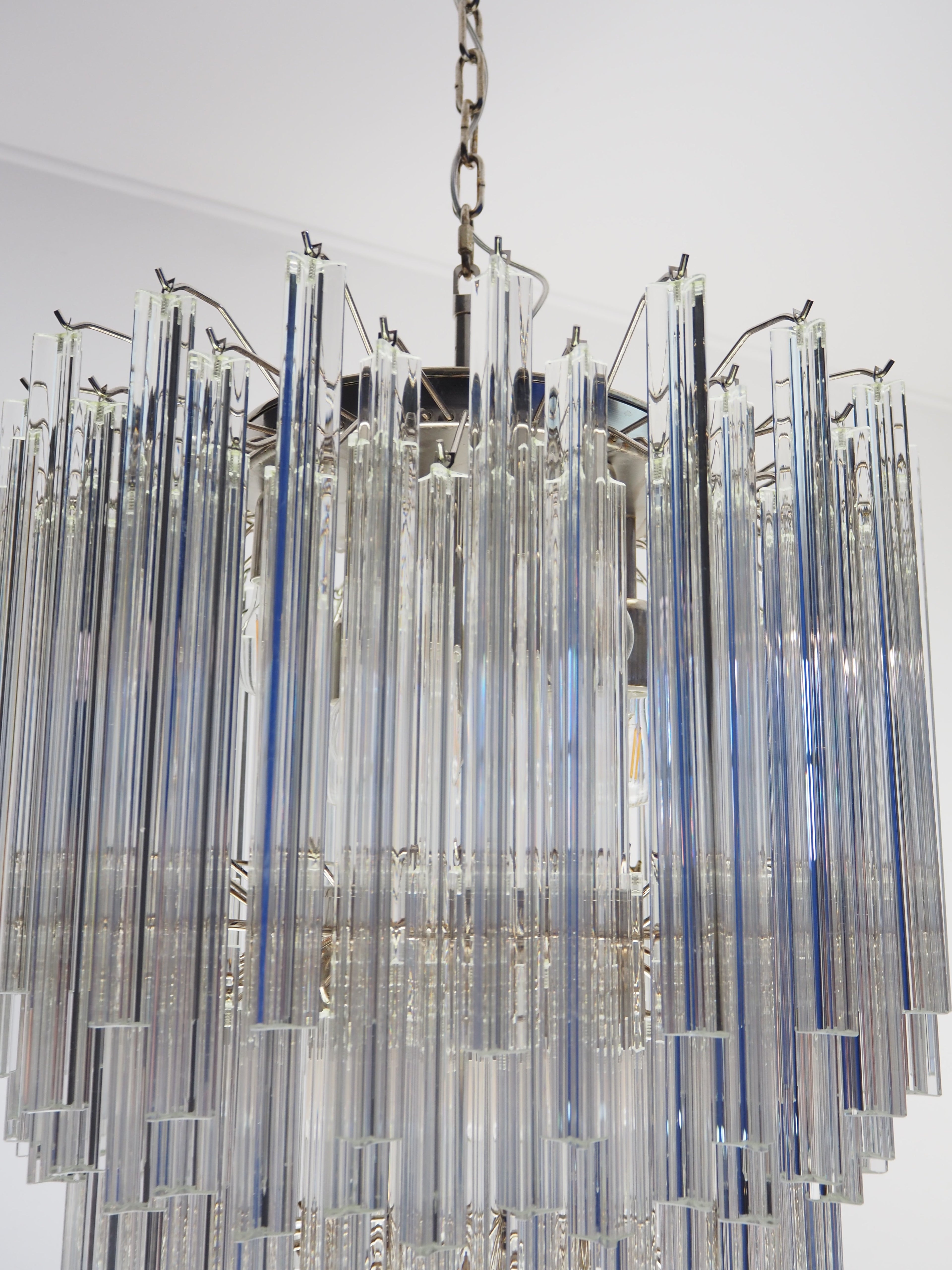 Mid-Century Murano Chandelier | Punto di Luce |  187 Clear Prism Glass