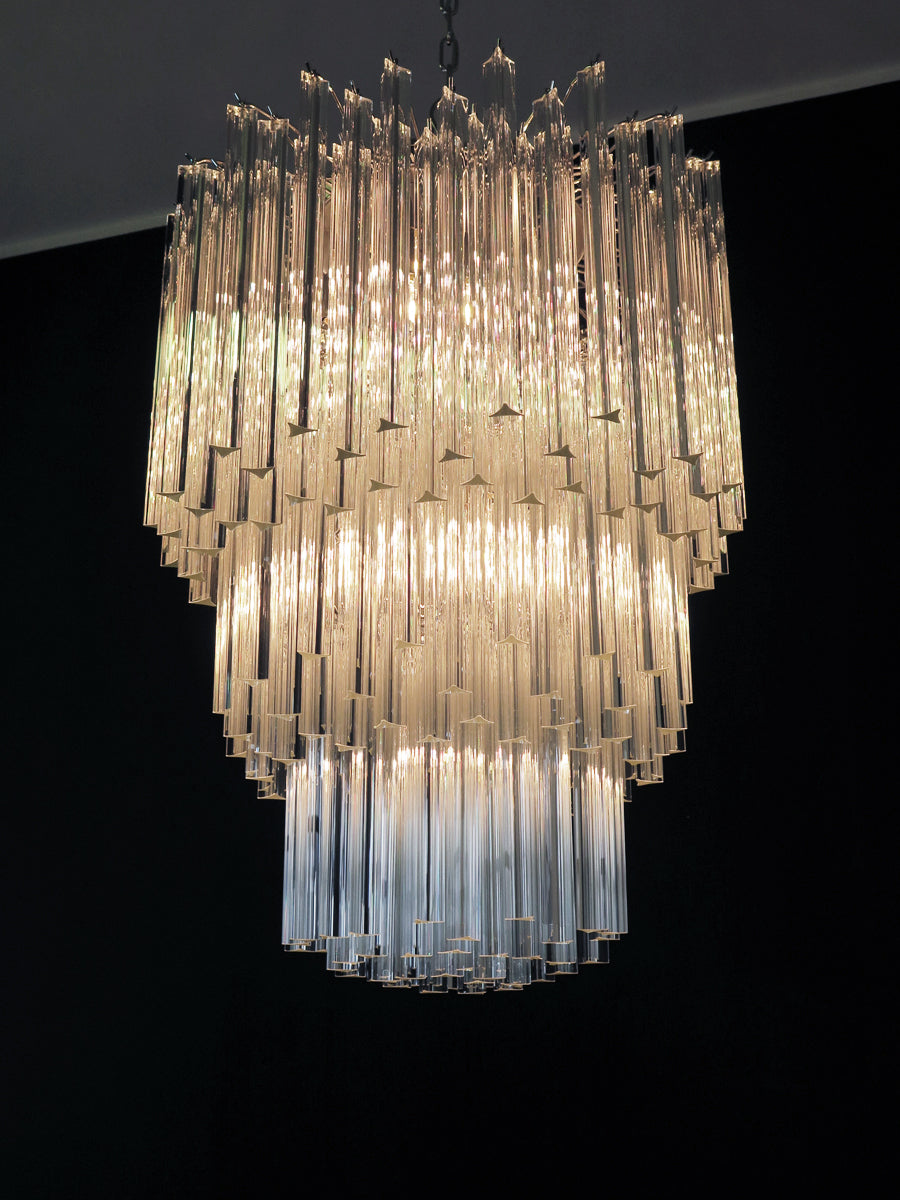 Mid-Century Murano Chandelier | Punto di Luce |  187 Clear Prism Glass