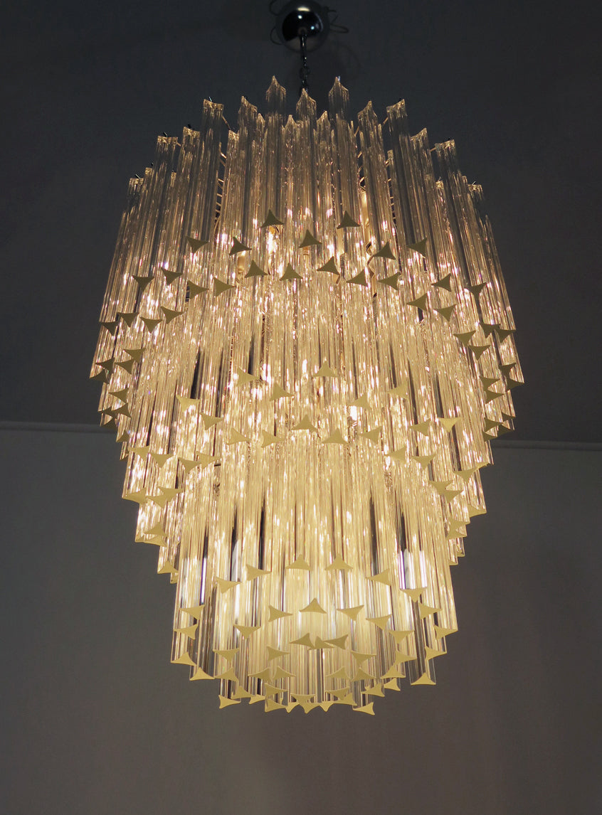 Murano-Kronleuchter aus der Mitte des Jahrhunderts | Punto di Luce | 187 Klares Prismenglas