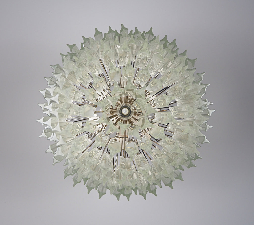 Murano-Kronleuchter aus der Mitte des Jahrhunderts | Punto di Luce | 187 Klares Prismenglas