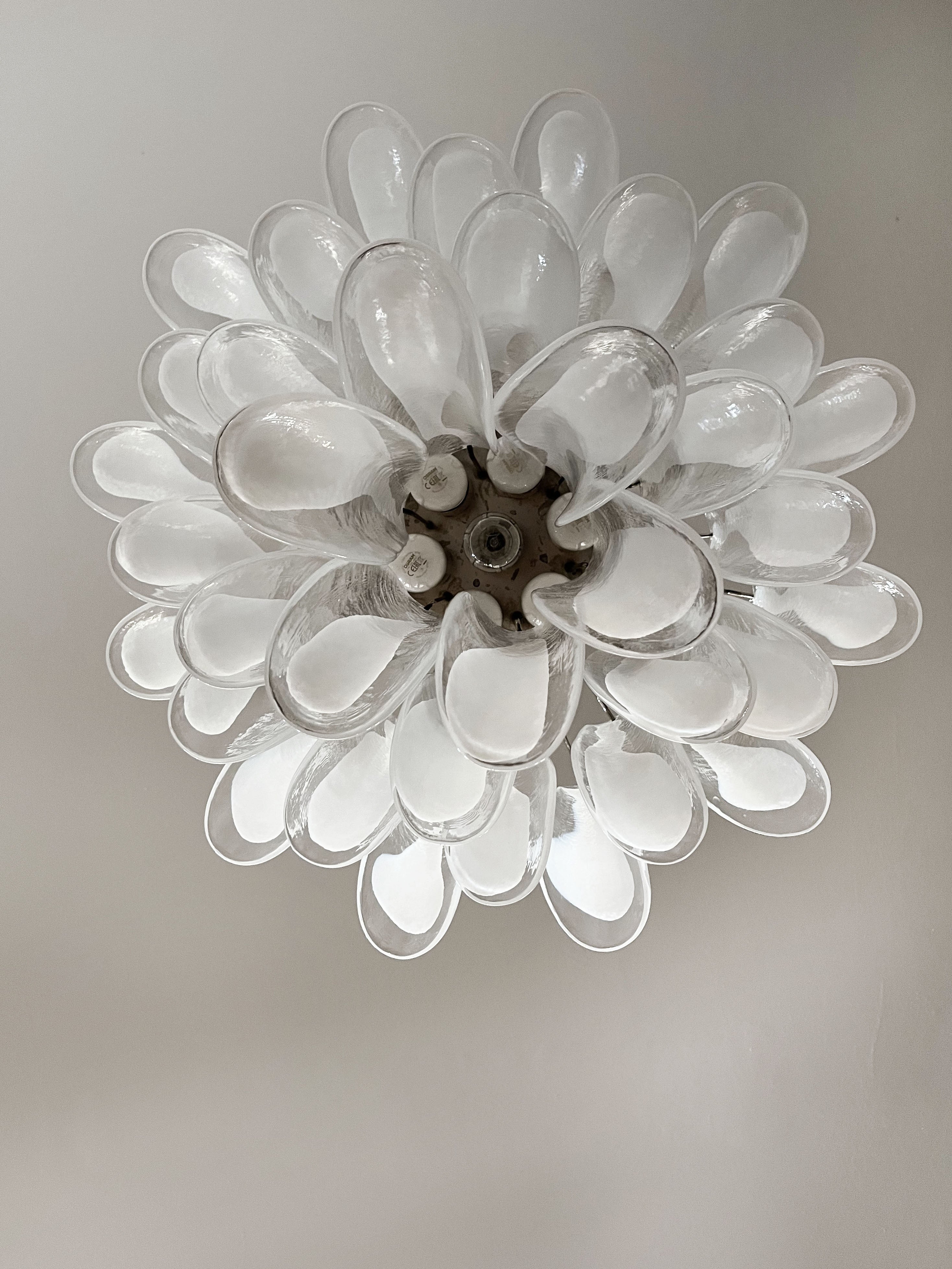Mid-Century Murano Chandelier | Punto di Luce |  36 Clear Petal Glasses