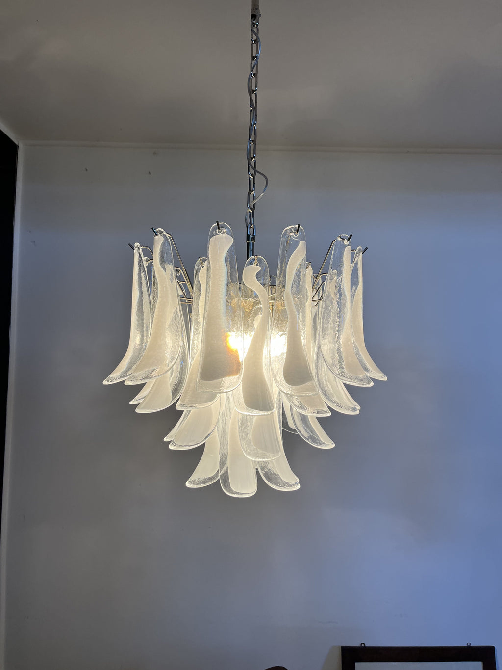 Mid-Century Murano Chandelier | Punto di Luce |  36 Clear Petal Glasses