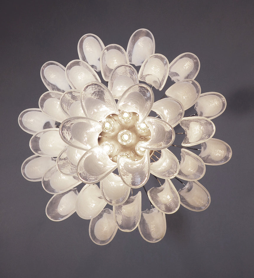 Mid-Century Murano Chandelier | Punto di Luce |  36 Clear Petal Glasses