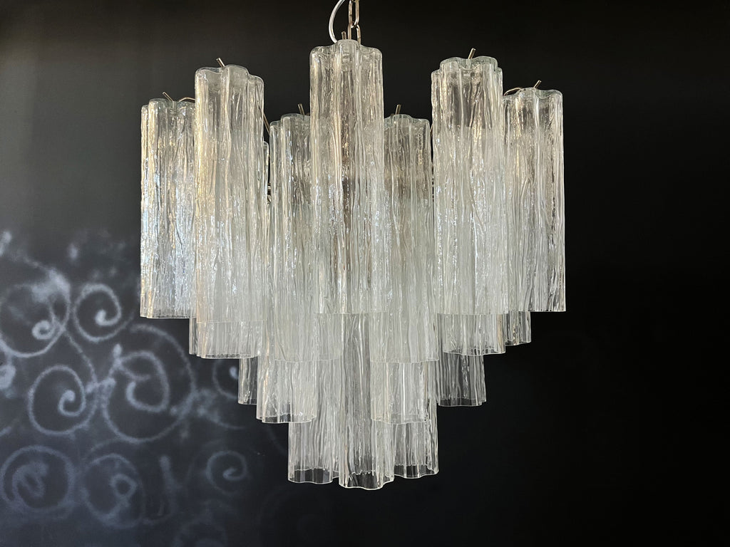 Mid-Century Murano Chandelier | Punto di Luce |  36 Clear Glass Tubes