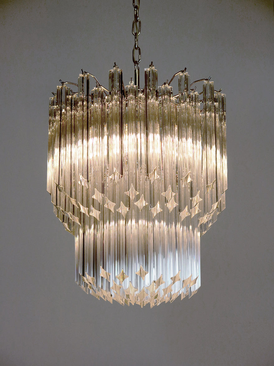 Mid-Century Murano Chandelier | Punto di Luce |  107 Clear Prism Glasses
