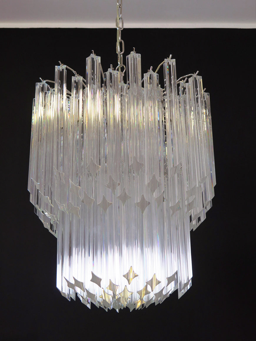 Mid-Century Murano Chandelier | Punto di Luce |  107 Clear Prism Glasses