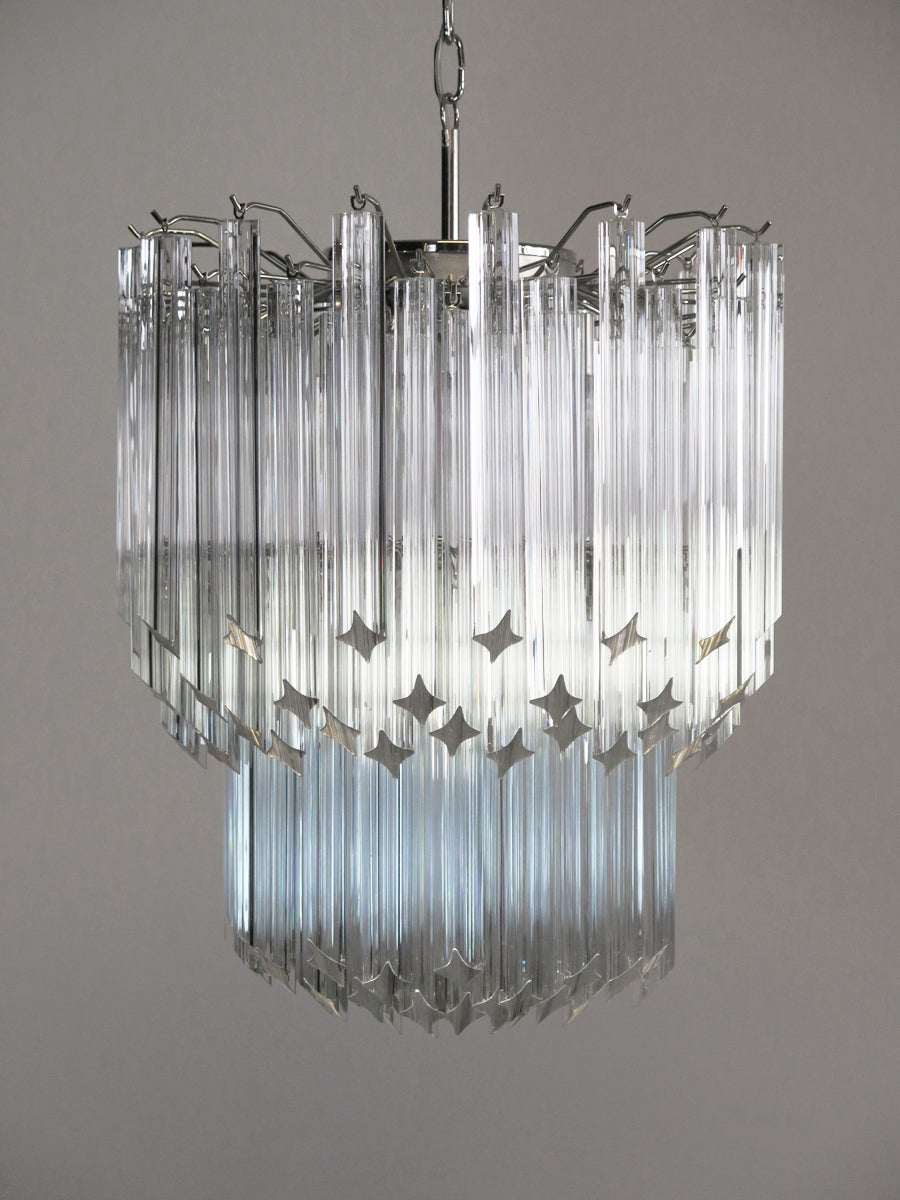 Mid-Century Murano Chandelier | Punto di Luce |  107 Clear Prism Glasses