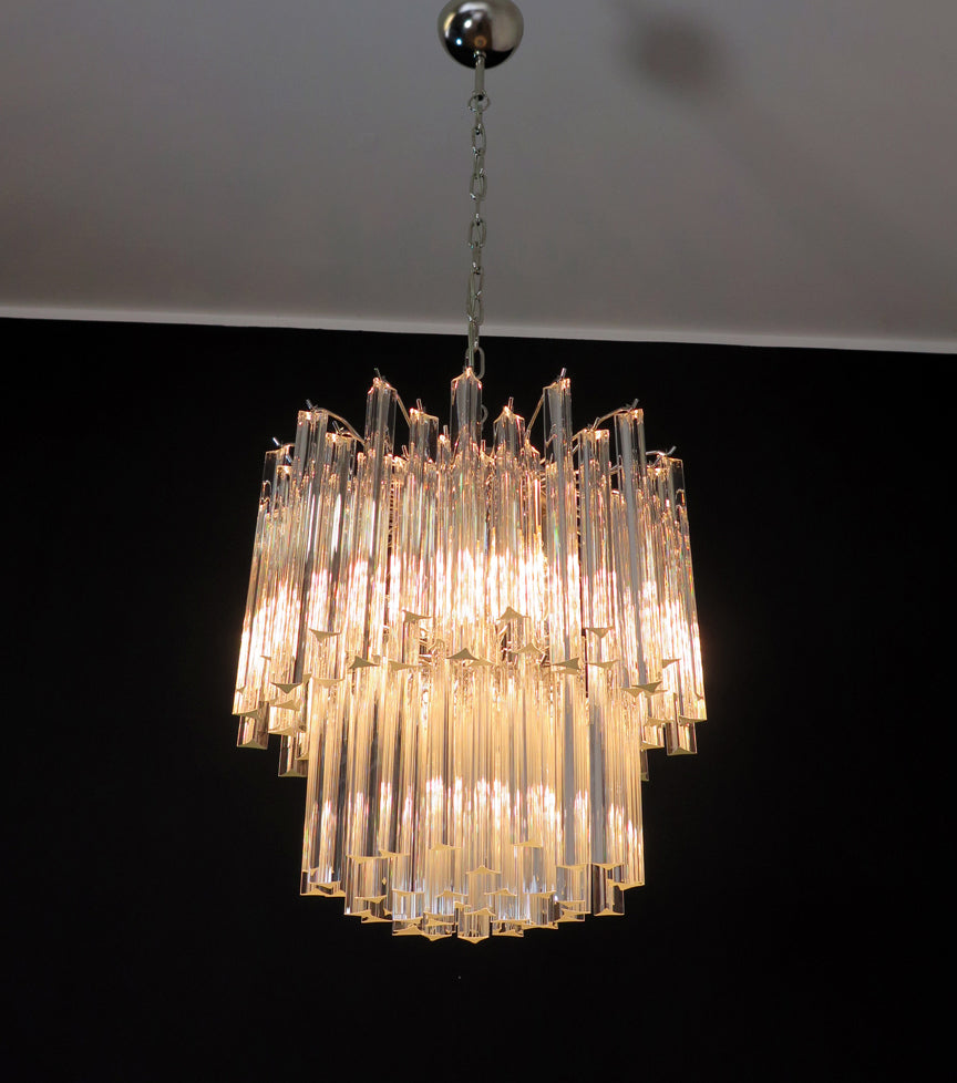 Mid-Century Murano Chandelier | Punto di Luce |  107 Clear Prism Glasses