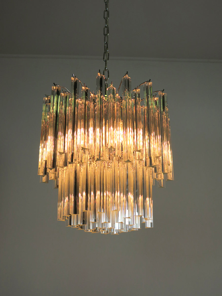Mid-Century Murano Chandelier | Punto di Luce |  107 Clear Prism Glasses