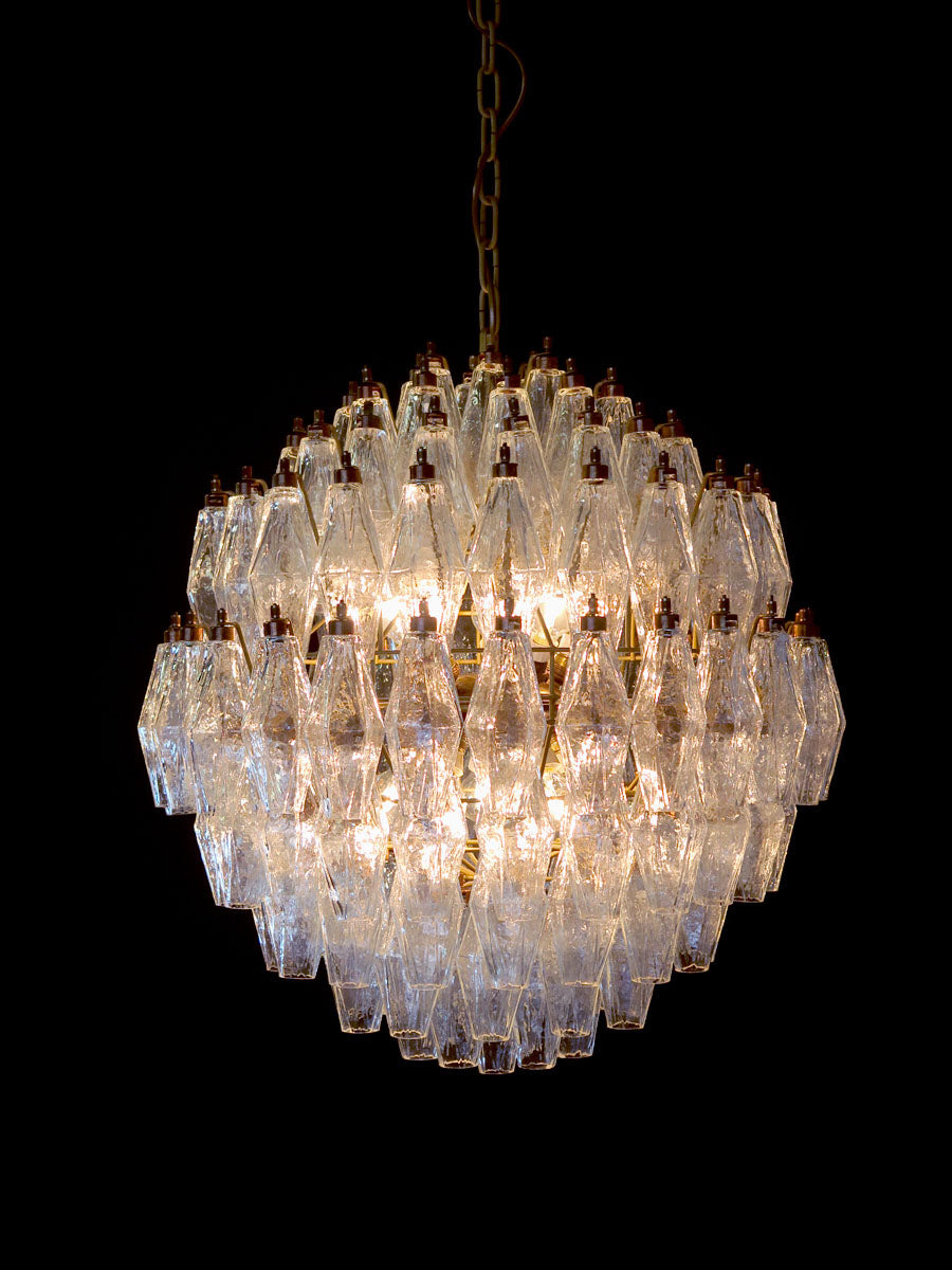 Mid-Century Murano Chandelier | Punto di Luce |  140 Clear Poliedri Glass