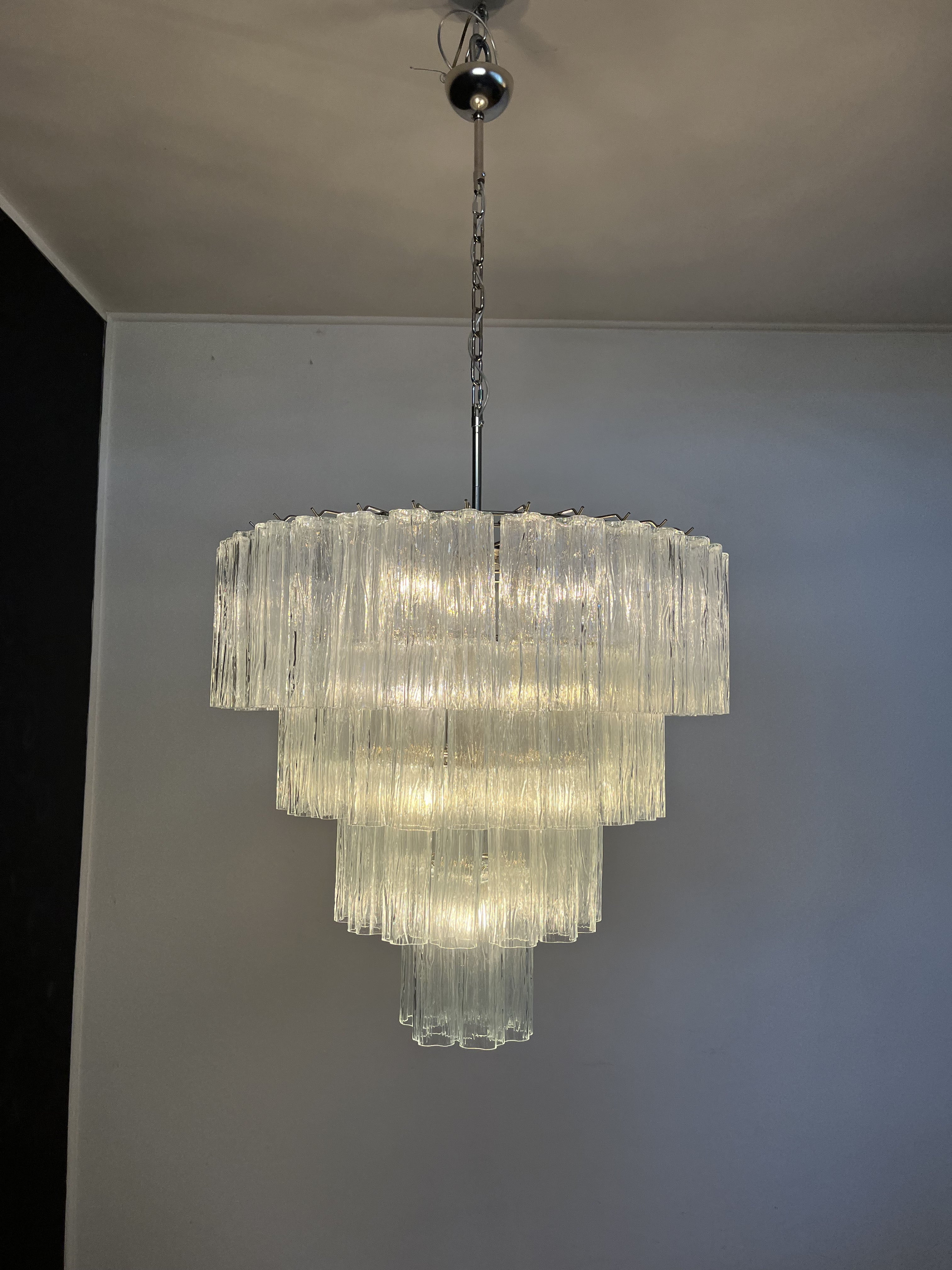 Mid-Century Murano Chandelier | Punto di Luce |  78 Clear Glass Tubes
