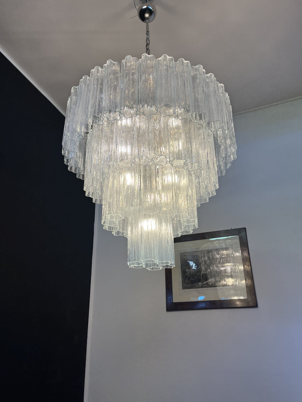 Murano-Kronleuchter aus der Mitte des Jahrhunderts | Punto di Luce | 78 Klarglasröhrchen