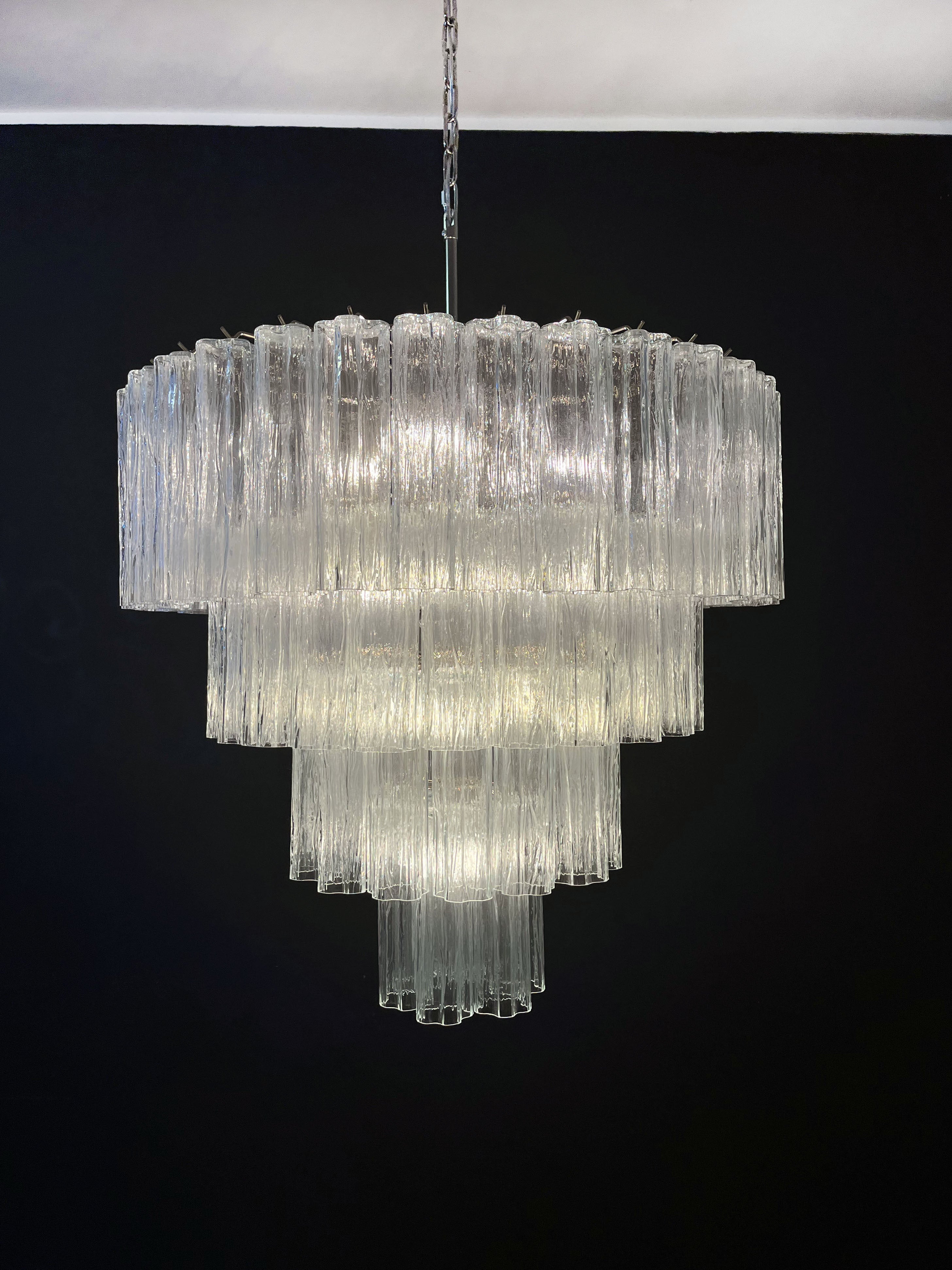 Mid-Century Murano Chandelier | Punto di Luce |  78 Clear Glass Tubes
