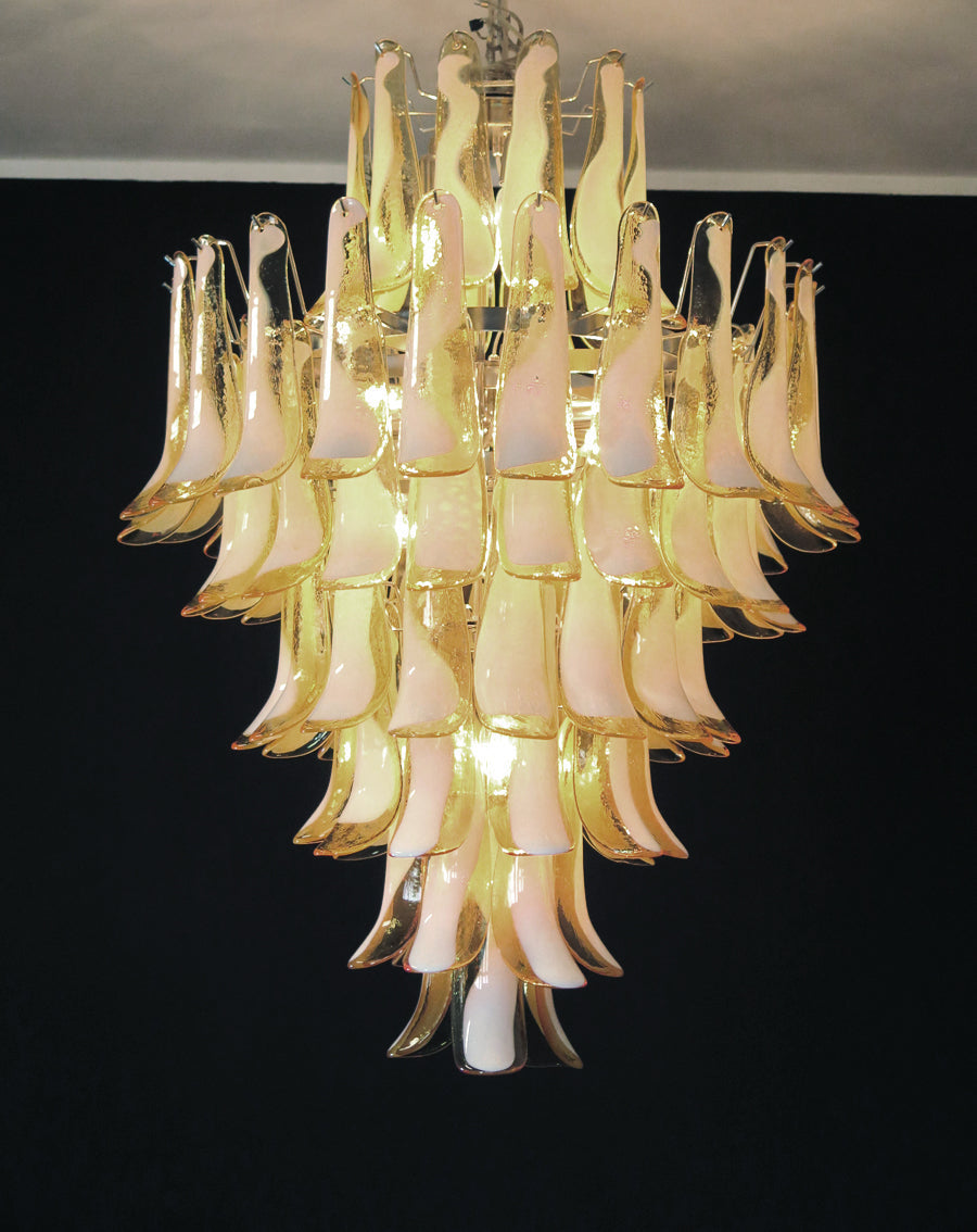 Mid-Century Murano Chandelier | Punto di Luce |  85 Caramel-Colored Petal Glass