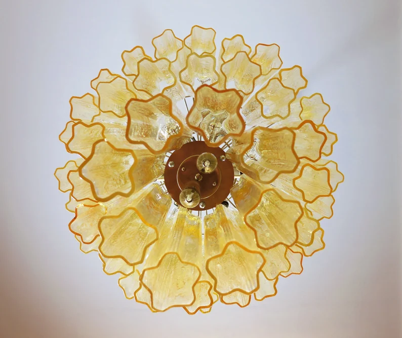 Mid-Century Murano Chandelier | Punto di Luce |  48 Yellow Glass Tubes