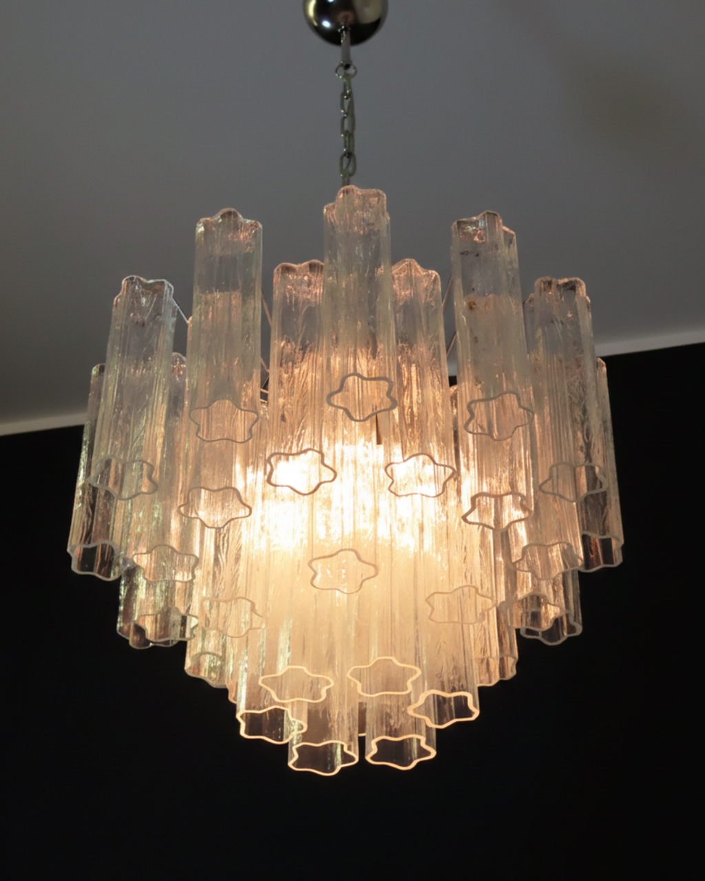 Mid-Century Murano Chandelier | Punto di Luce |  36 Clear Glass Tubes