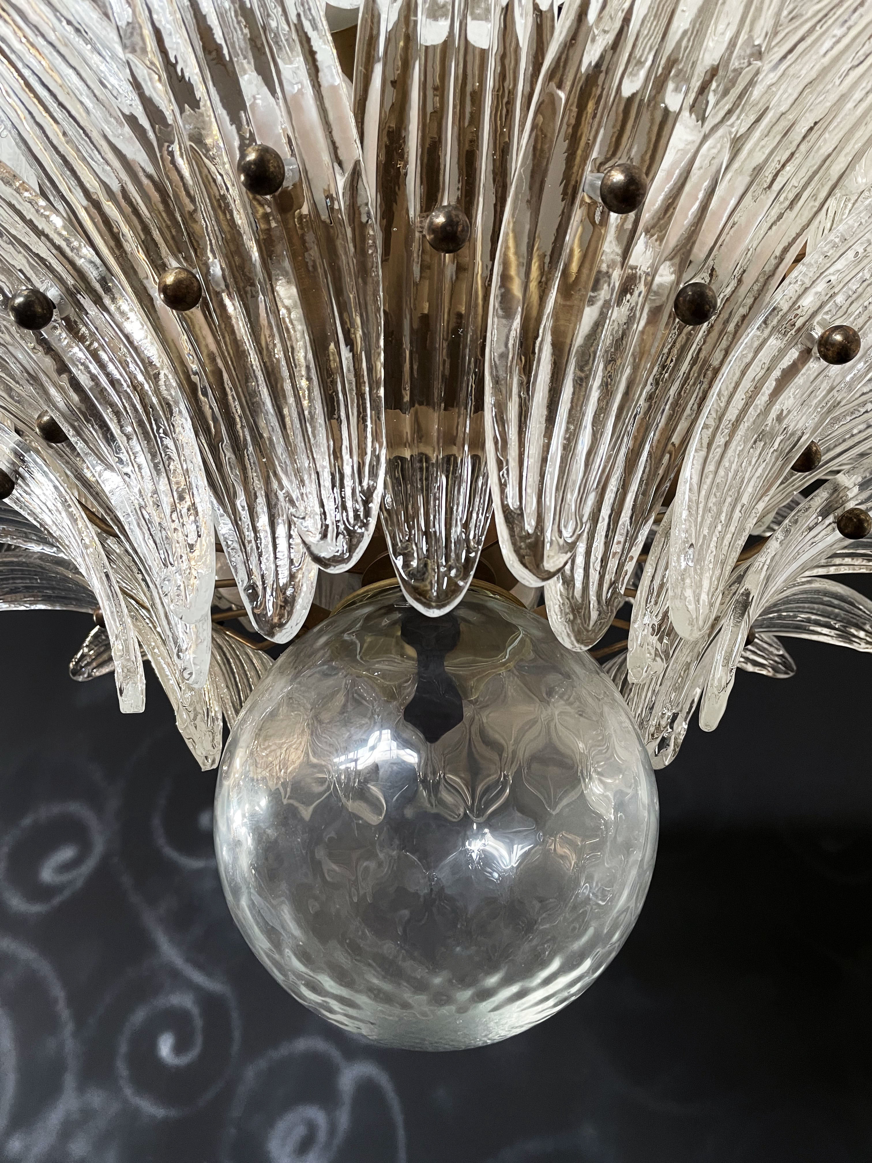 Mid-Century Murano Chandelier | Punto di Luce |  104 Clear Palmette Glass