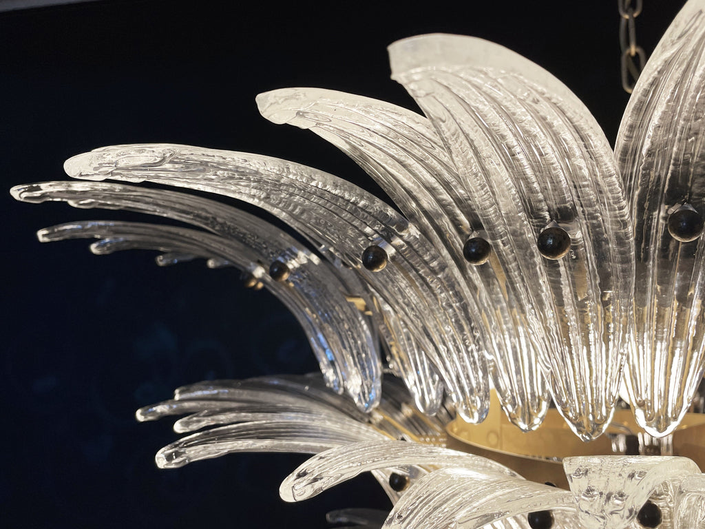 Mid-Century Murano Chandelier | Punto di Luce |  104 Clear Palmette Glass