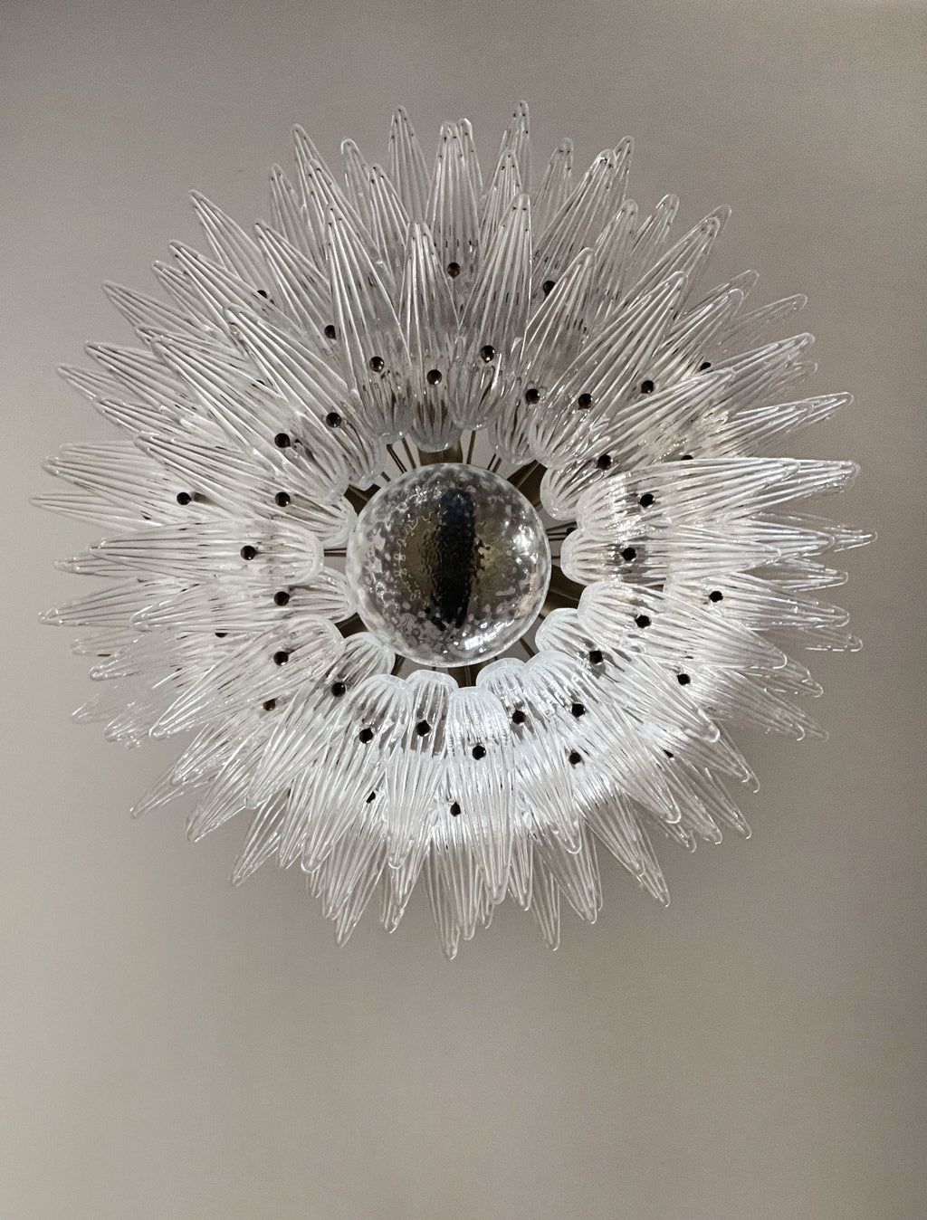 Mid-Century Murano Chandelier | Punto di Luce |  104 Clear Palmette Glass