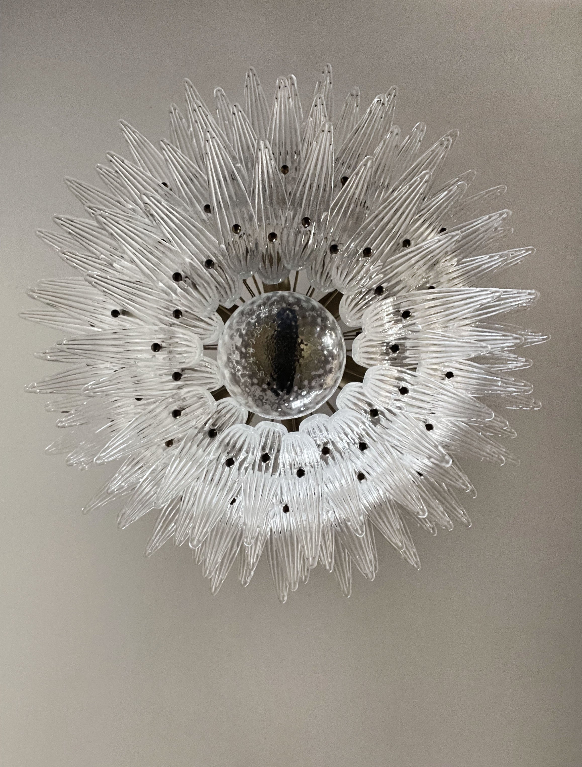 Mid-Century Murano Chandelier | Punto di Luce |  104 Clear Palmette Glass