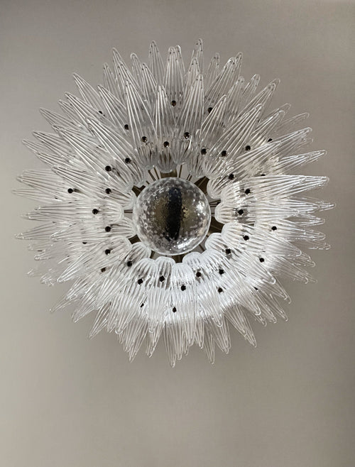 Mid-Century Murano Chandelier | Punto di Luce |  104 Clear Palmette Glass