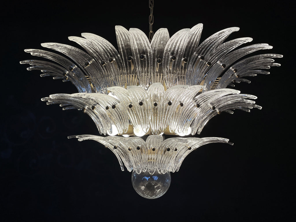 Mid-Century Murano Chandelier | Punto di Luce |  104 Clear Palmette Glass