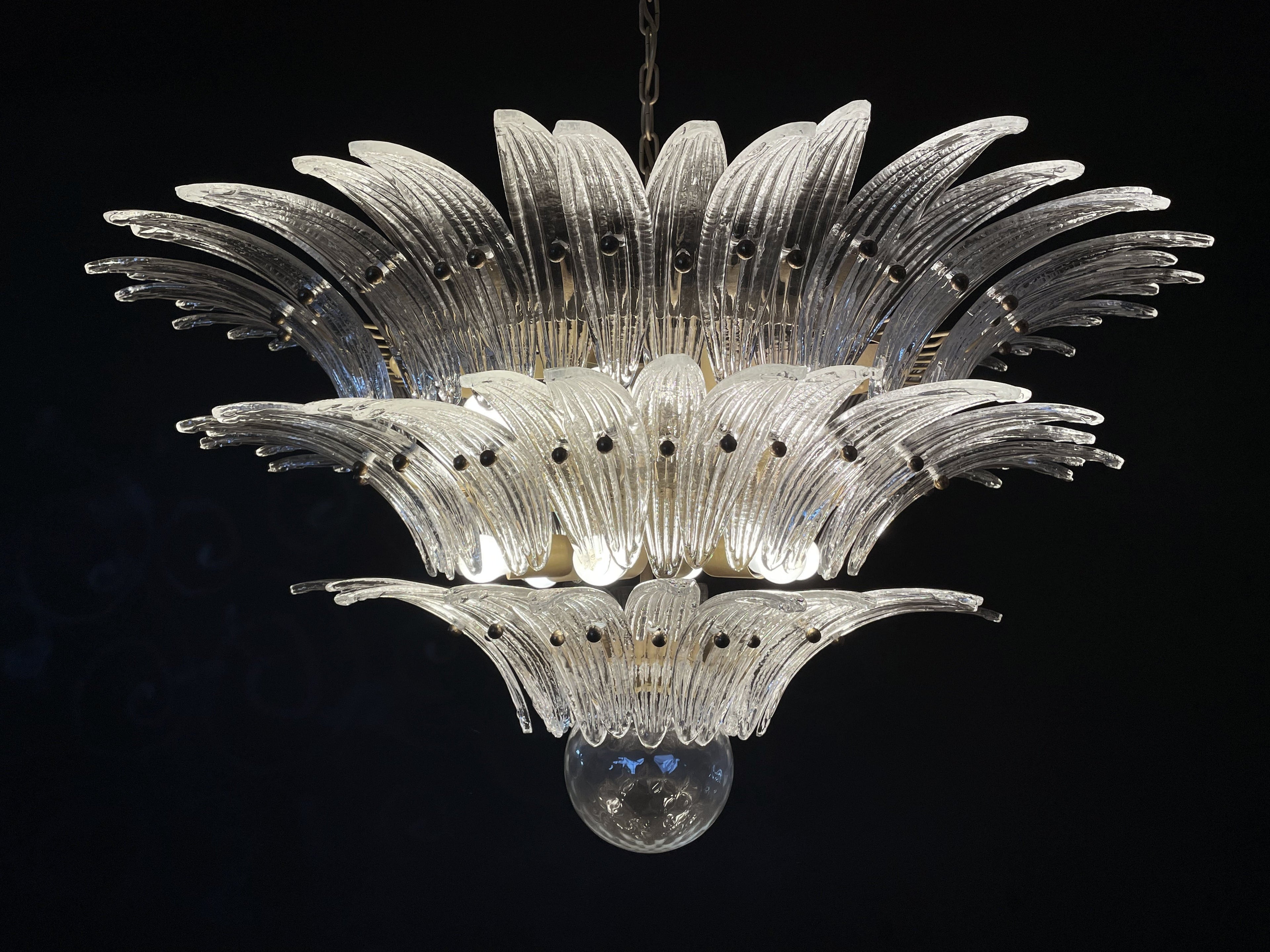 Mid-Century Murano Chandelier | Punto di Luce |  104 Clear Palmette Glass
