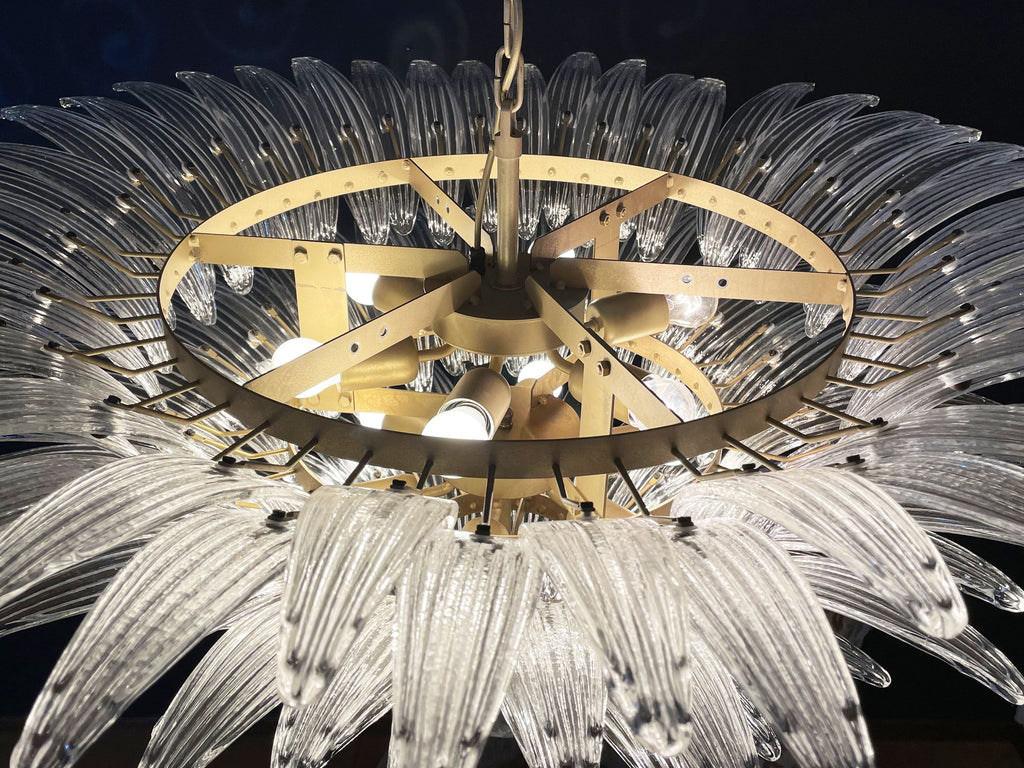 Mid-Century Murano Chandelier | Punto di Luce |  104 Clear Palmette Glass
