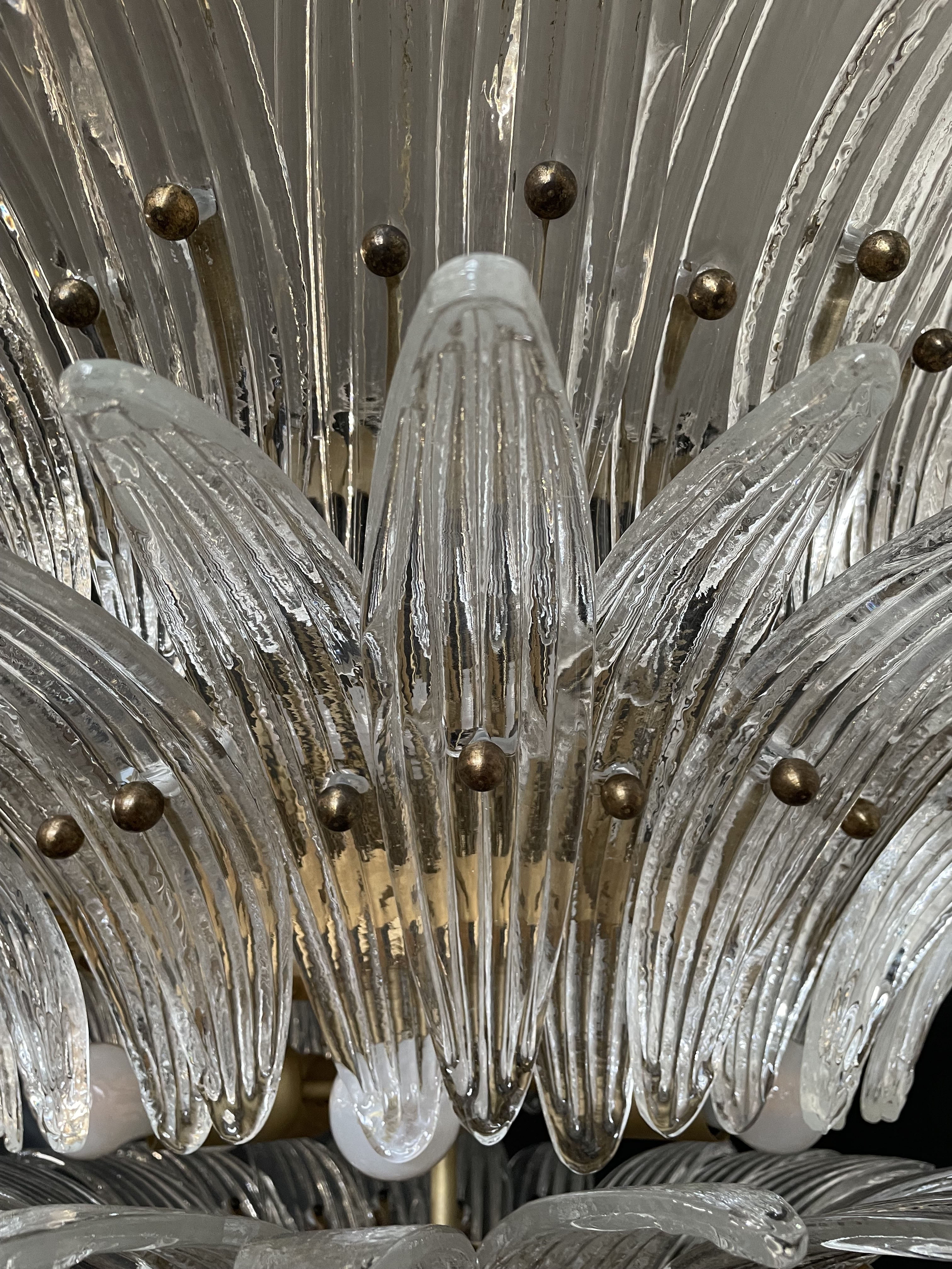 Mid-Century Murano Chandelier | Punto di Luce |  104 Clear Palmette Glass