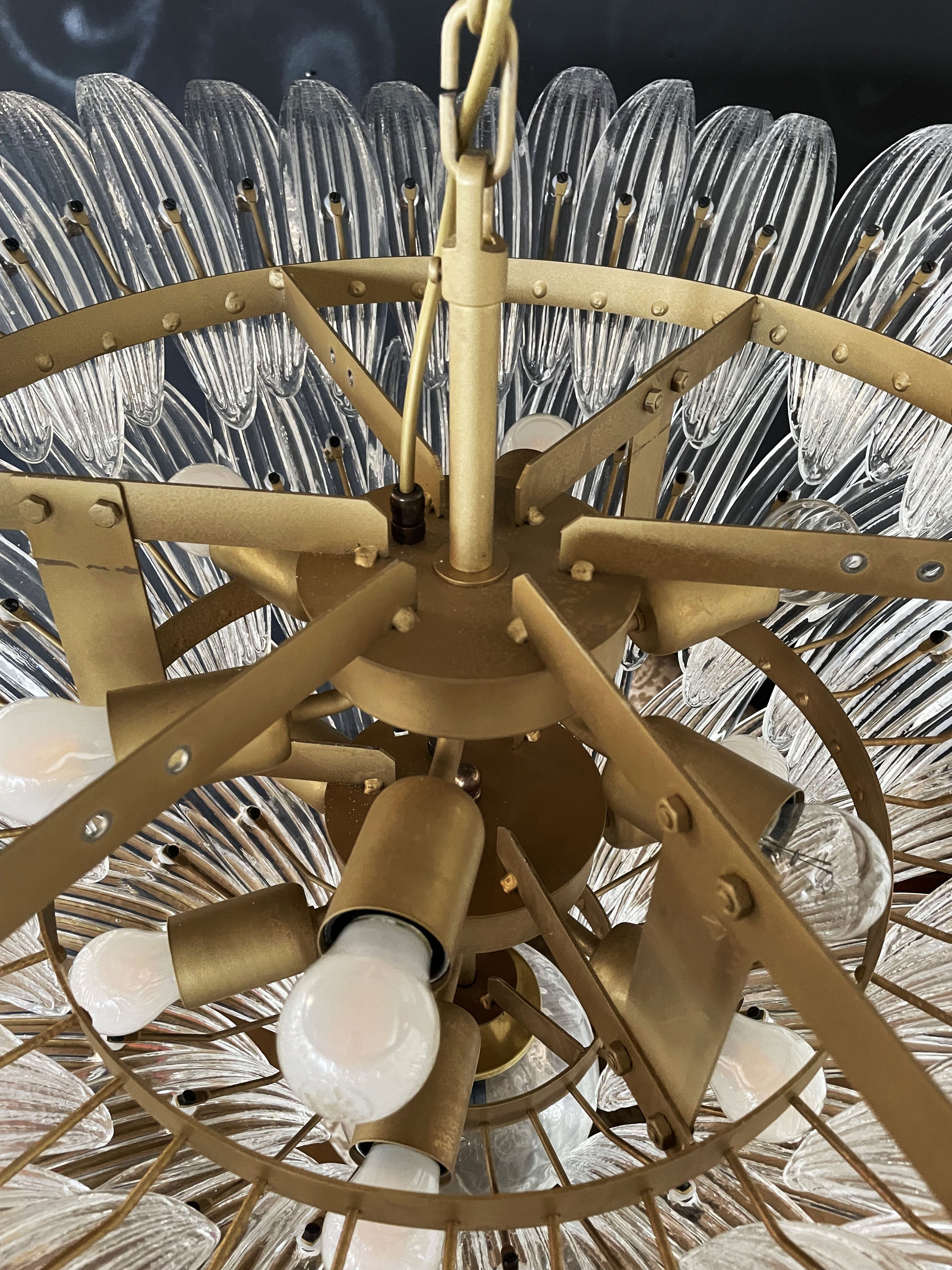 Mid-Century Murano Chandelier | Punto di Luce |  104 Clear Palmette Glass