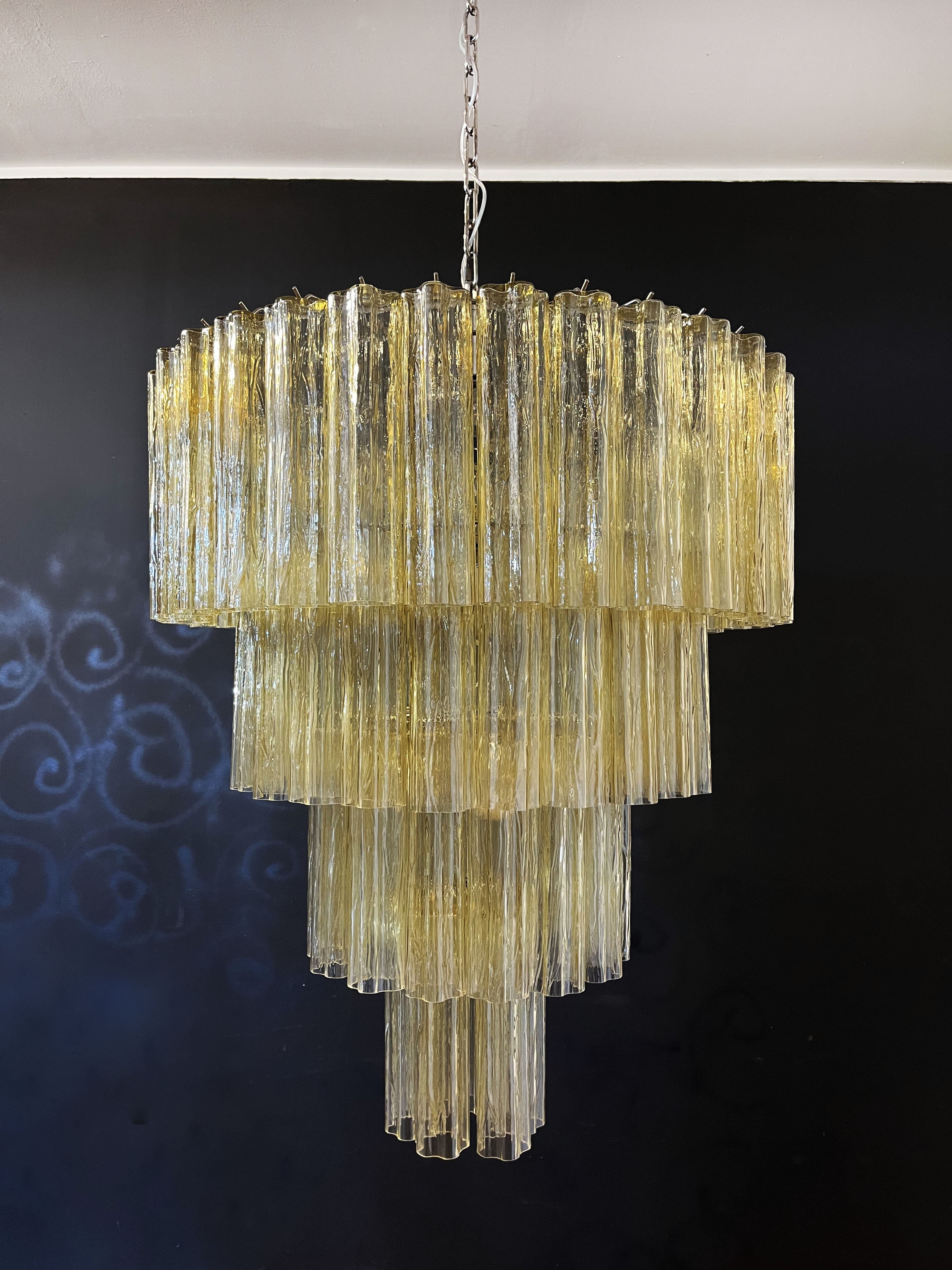 Mid-Century Murano Chandelier | Punto di Luce |  78 Yellow Glass Tubes