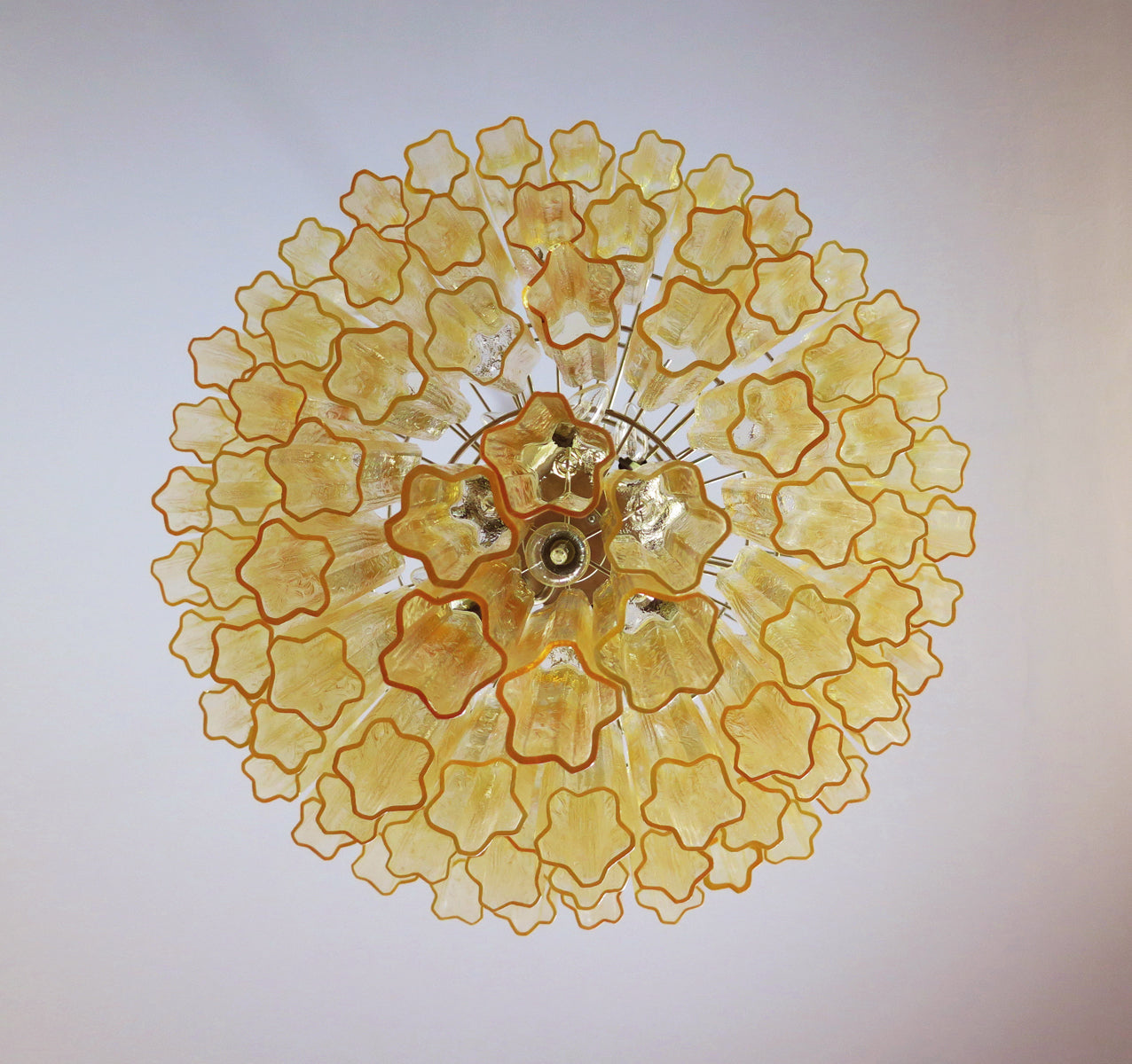Mid-Century Murano Chandelier | Punto di Luce |  78 Yellow Glass Tubes