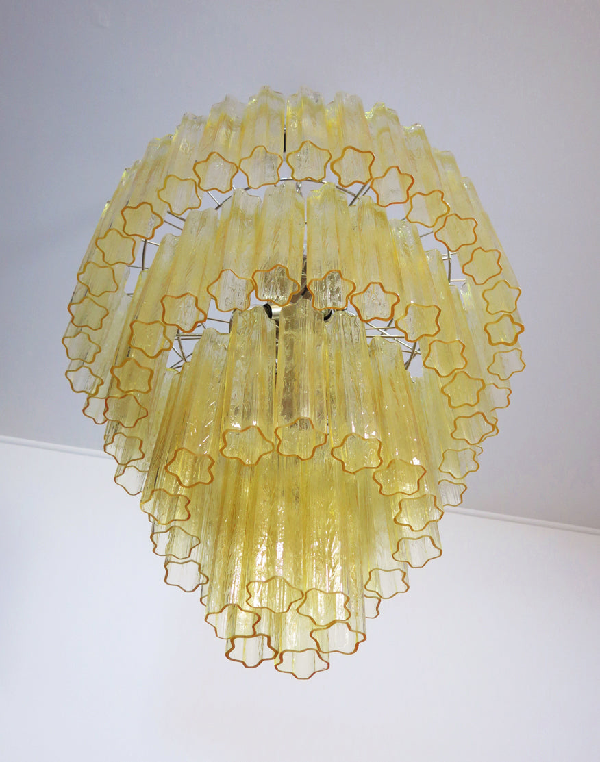 Mid-Century Murano Chandelier | Punto di Luce |  78 Yellow Glass Tubes