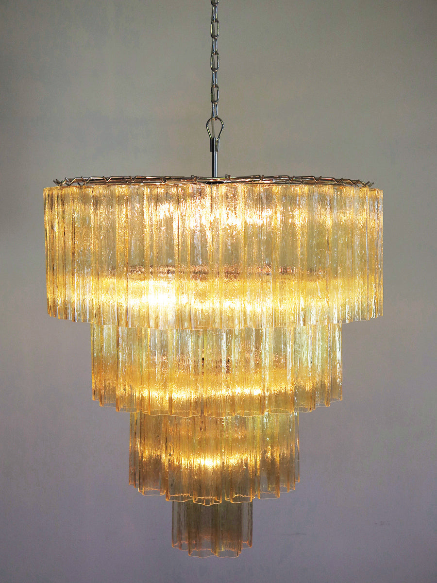Mid-Century Murano Chandelier | Punto di Luce |  78 Yellow Glass Tubes