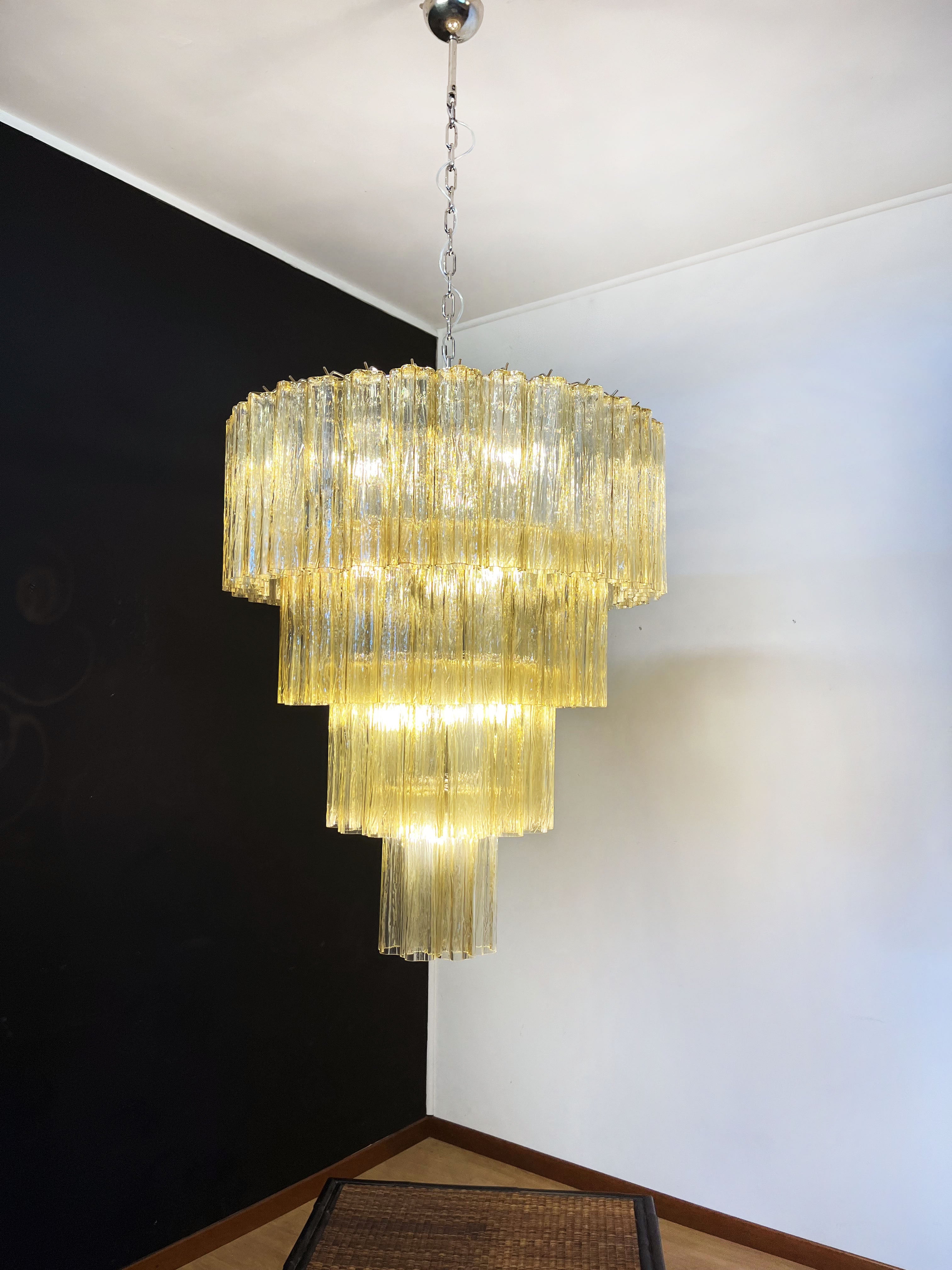 Mid-Century Murano Chandelier | Punto di Luce |  78 Yellow Glass Tubes
