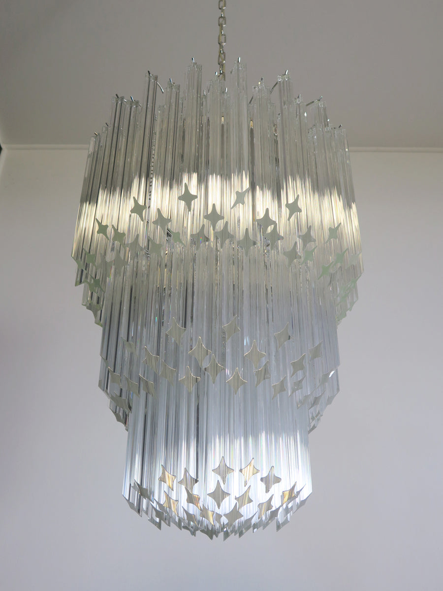 Mid-Century Murano Chandelier | Punto di Luce |  184 Clear Prism Glasses