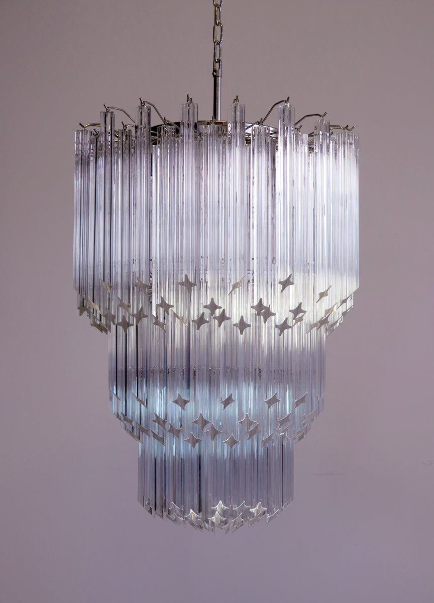 Mid-Century Murano Chandelier | Punto di Luce |  184 Clear Prism Glasses