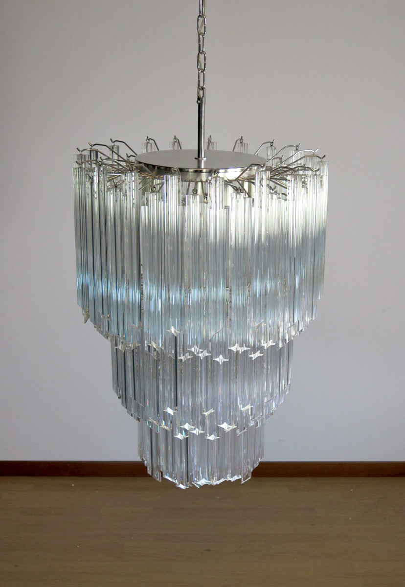 Mid-Century Murano Chandelier | Punto di Luce |  184 Clear Prism Glasses