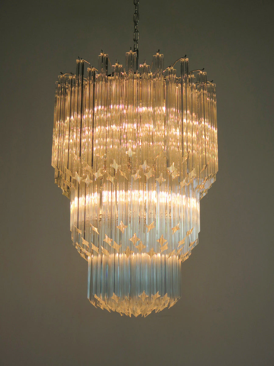Mid-Century Murano Chandelier | Punto di Luce |  184 Clear Prism Glasses