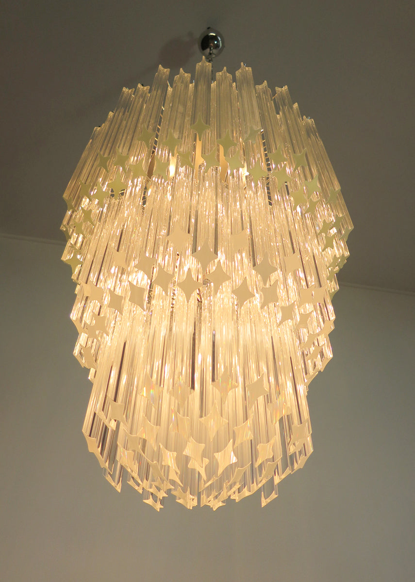 Mid-Century Murano Chandelier | Punto di Luce |  184 Clear Prism Glasses