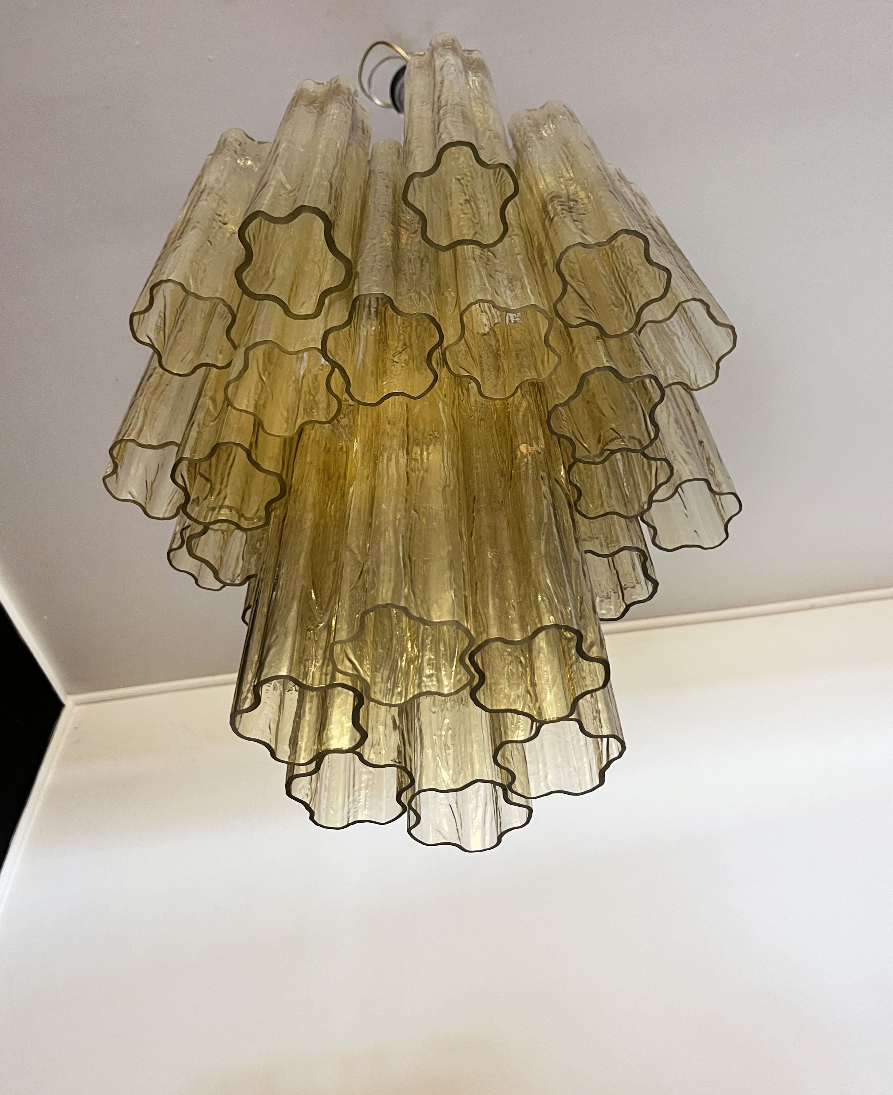Mid-Century Murano Chandelier | Punto di Luce |  30 Yellow Glass Tubes